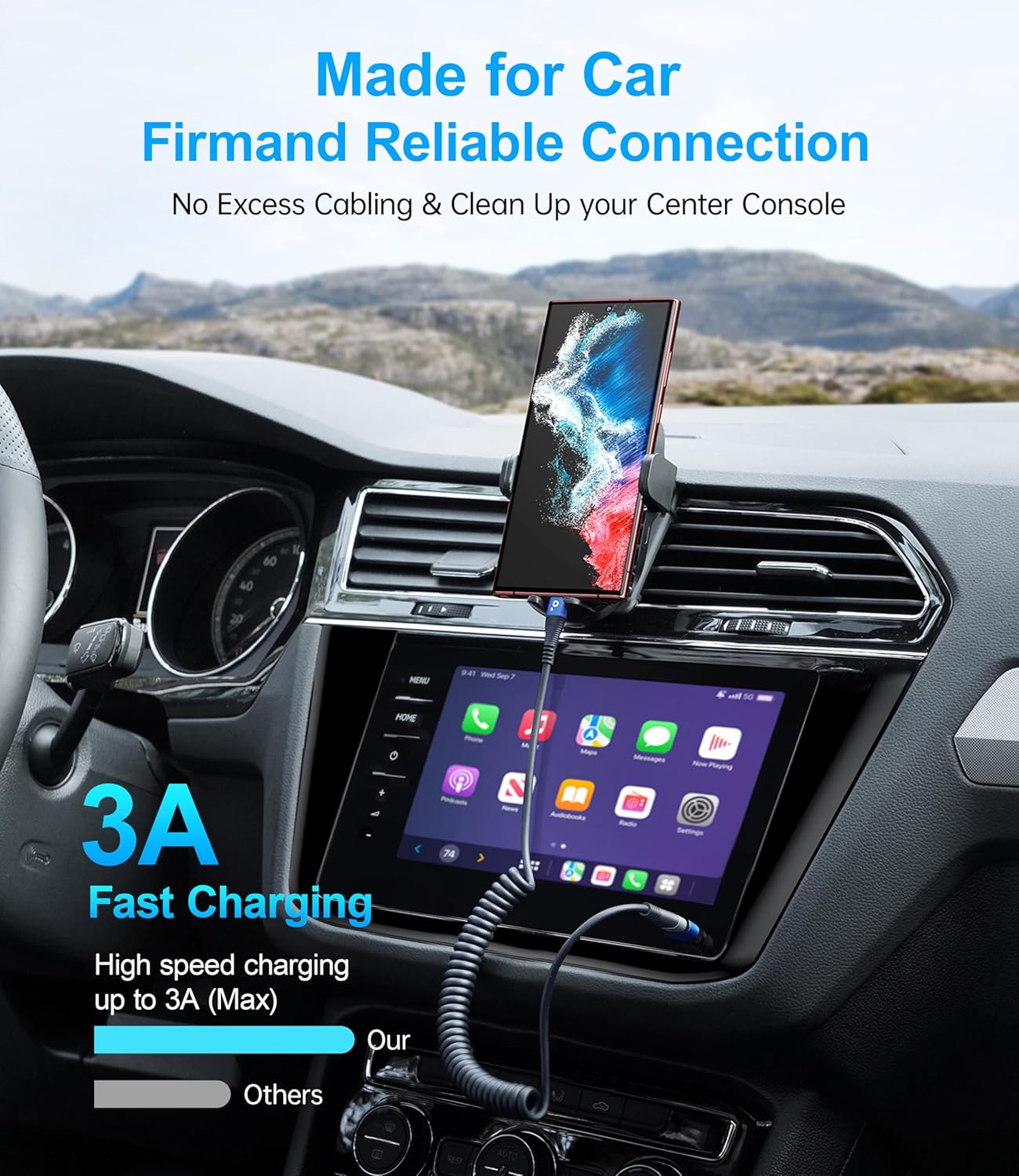 USB C Cable 100W 3FT Coiled USB C to USB C Charger Cable for Car, 2Pack Short Type C Cable Fast Charging Cable for iPhone 16/15/Pro/Plus/Pro Max/Samsung Galaxy S23, Compatible All Type C Devices,Blue