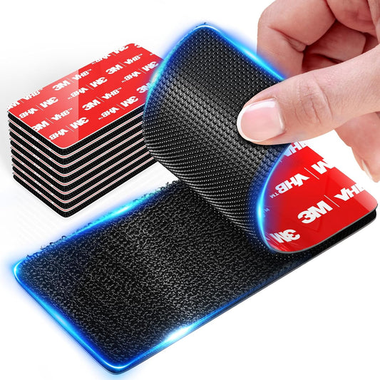 4 inch Large Wide Hook and Loop Strips with Super Adhesive Heavy Duty, Made of 3M, Heat Resistant Waterproof, Outdoor or Indoor Use, 8 Sets Black 4x2 Inch