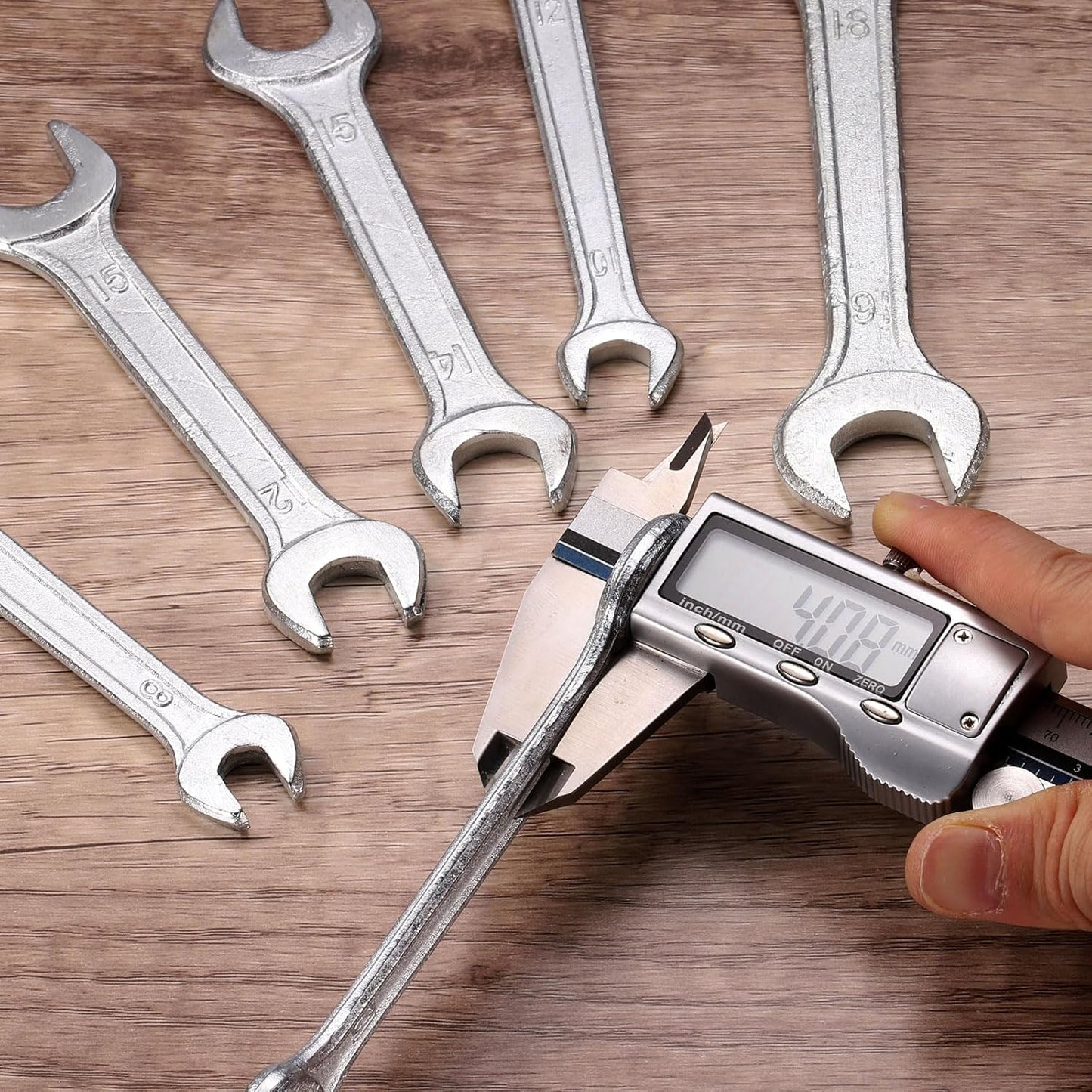 HARFINGTON Double Open End Wrench 13mm x 14mm Metric 15 Degree Offset Angle Small Flat Head Wrench Galvanizing Open Ended Spanner for Automotive Repair Furniture Assembly