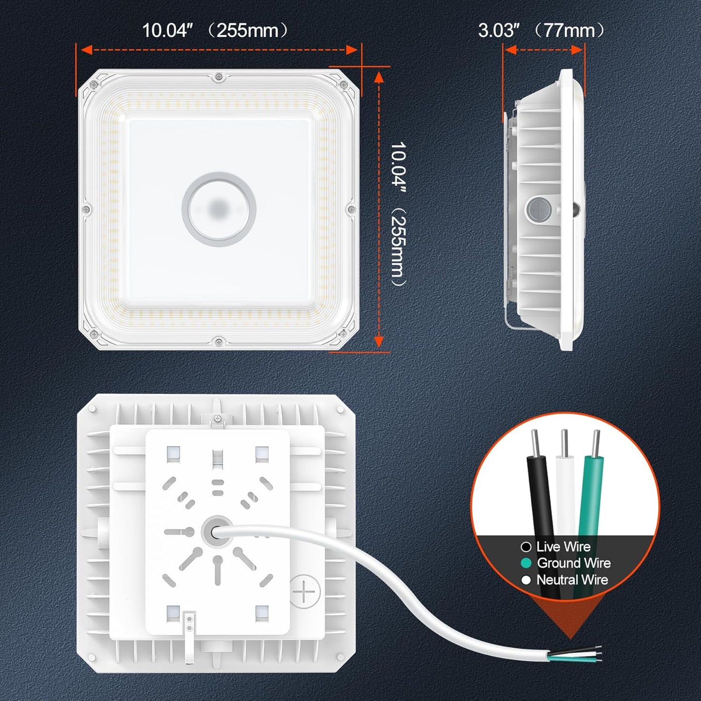 BBESTLED LED Canopy Light with Photocell, 60W 80W 100W Adjustable, ETL&DLC Listed 13500LM Carport Lights 5700K/5000K/4500K, AC100-277V IP65 Waterproof Canopy Light for Gas Station, Dusk to Dawn