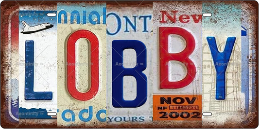 LOBBY Space Vintage Metal Tin Sign License Plate Bar Cafe Garage Cave Home Room Wall Bathroom Farmhouse Garden Porch Patio Decor, 12 x 6 Inch