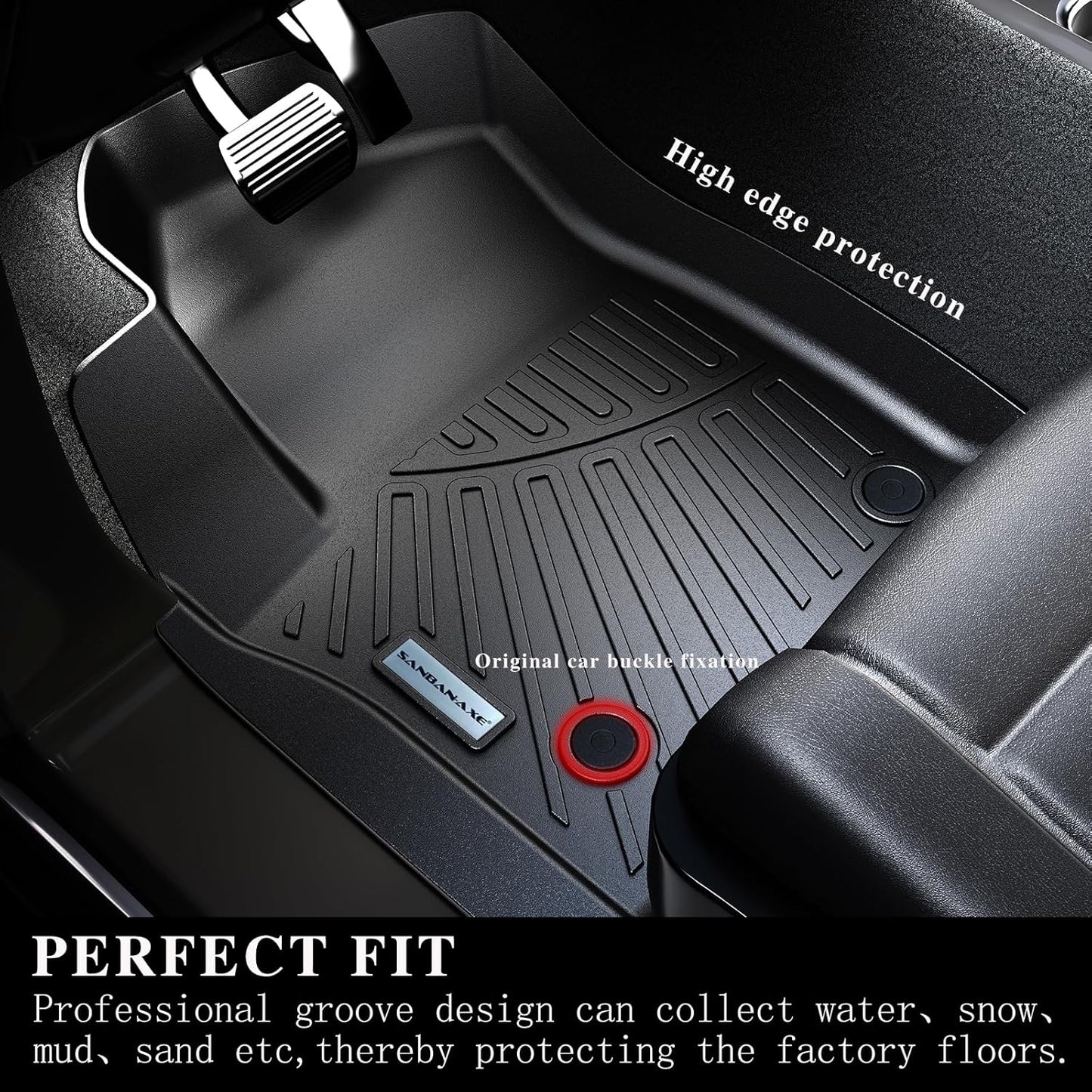 Floor Mats for Ford Expedition MAX 2018-2024 (Only Fit 7 Seats) (2 Row Bucket Seat) with Trunk mat,TPE All Weather Protection 3 Rows Car Floor Liners with Cargo Liners Accessories