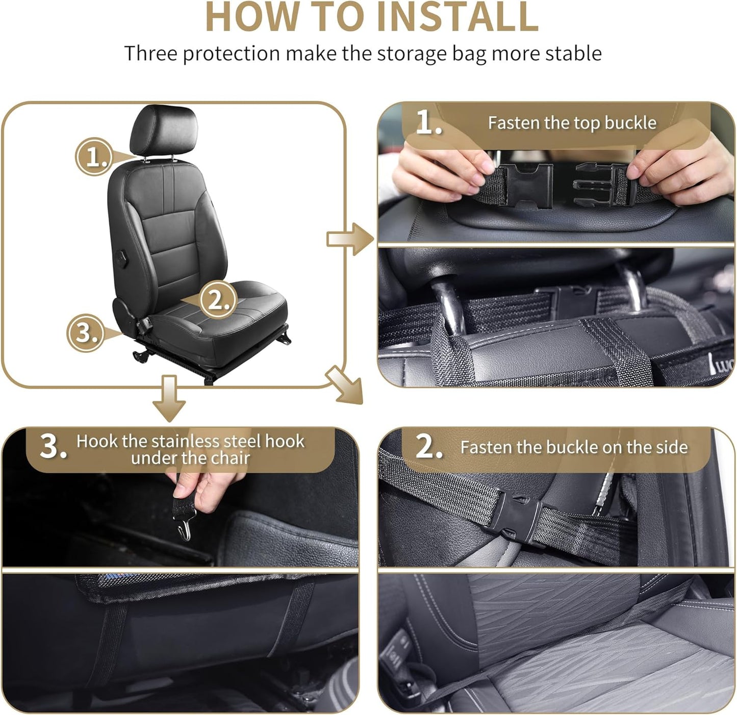 LUCMO Car Backseat Organizer with Touch Screen Tablet Holder-2 Pcs,9 Storage Pockets Car Storage Organizer Protectors Kick Mats Travel Accessories for Kids-Grey