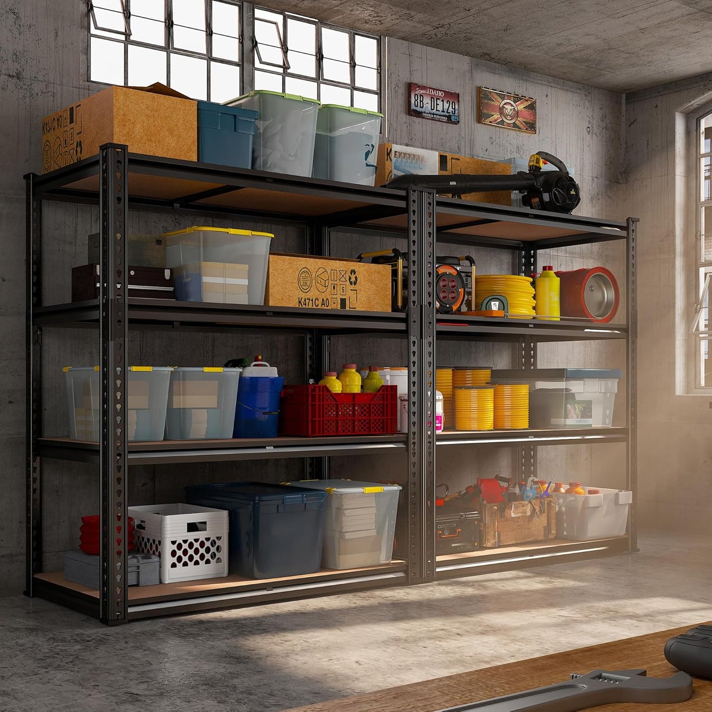 REIBII 40" W Garage Shelving 2000LBS Storage Shelves Adjustable Metal Shelving 4 Tier Metal Shelves Pantry Shelf for Closet Basement Kitchen 40" W x 19.7''D x 60''H