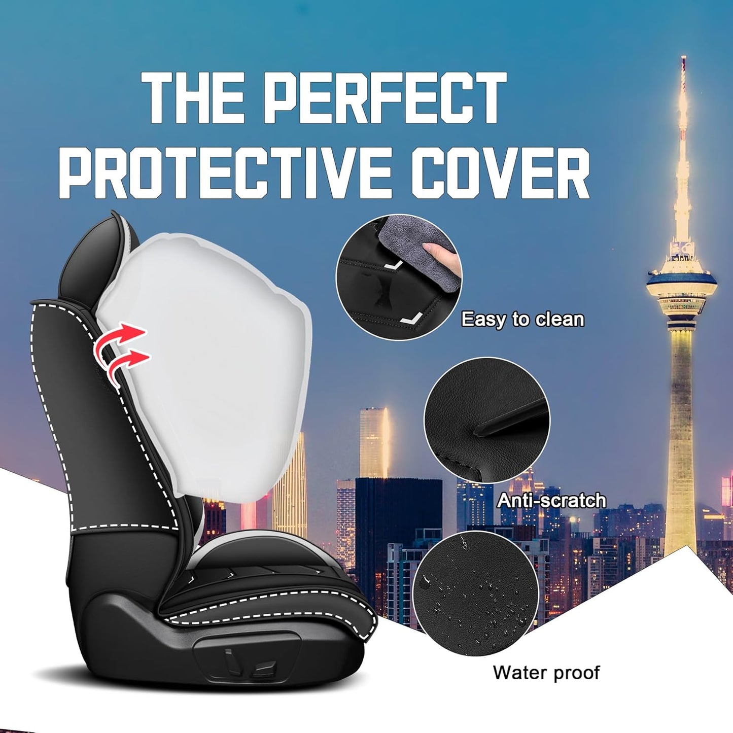 Car Seat Covers for Chrysler Pacifica 2004-2025, Stylish Sport Seat Cover, Premium Nappa Leather Car Seat Cover. Automobile Seat Covers Sets.(Luxury 5 Seats/Black White)