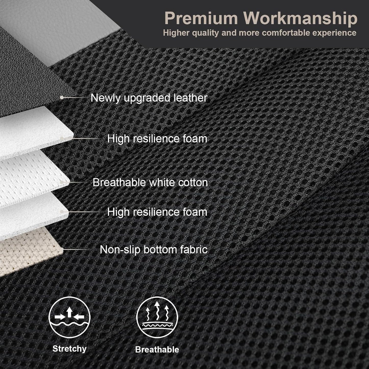 GIANT PANDA 2-Pack Front 3D Air Mesh Car Seat Covers Custom Fit Dodge Ram 1500 2500 3500 Trucks Seat Protectors with Composite Sponge Inside Breathable Automotive Interior Covers(Grey/Gray)