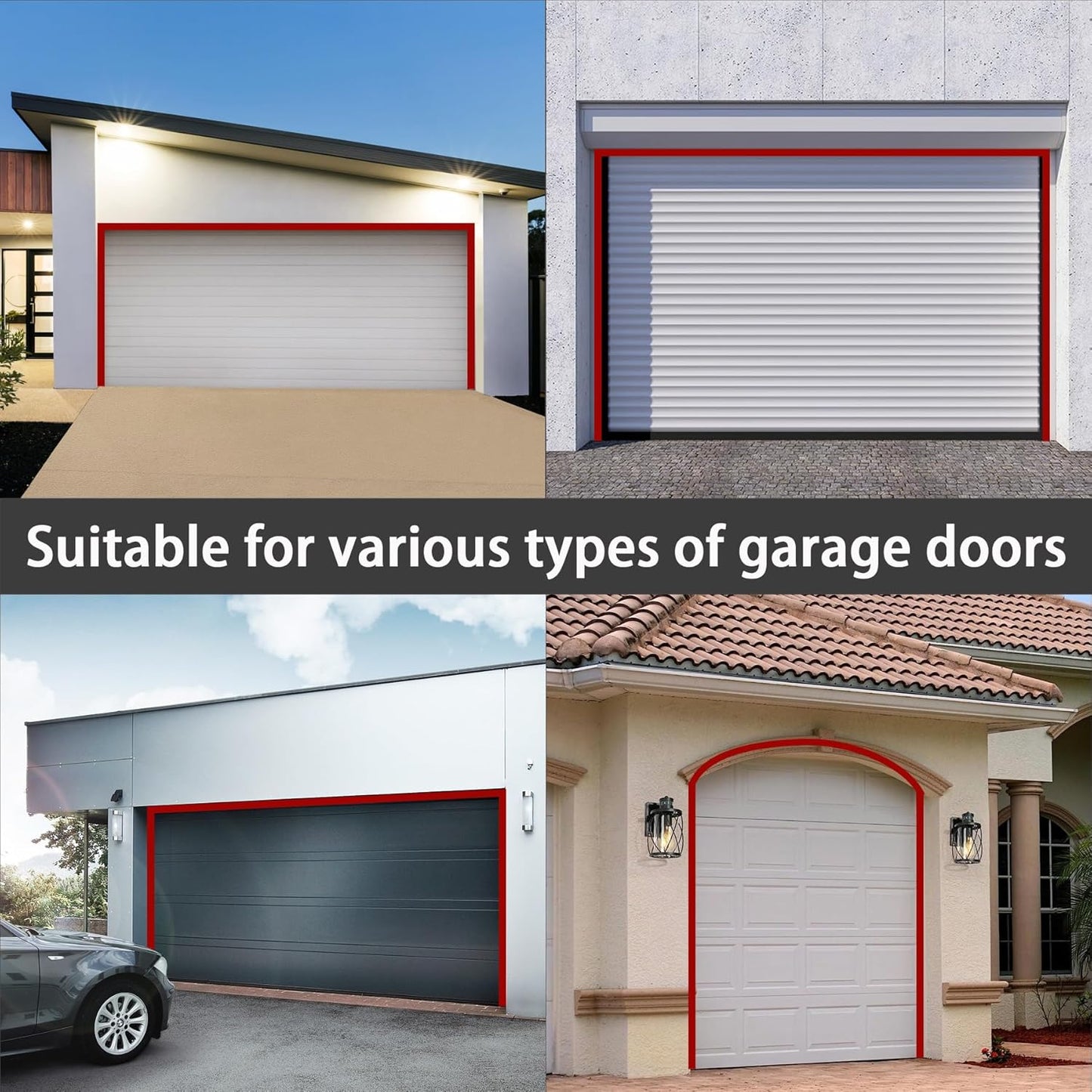 Gaahing Garage Door Top and Sides Seal Strip, Universal Weather Stripping, Self-Adhesive Weatherproofing Molding Trim with 40 Sets of Screws (White, 32.8 FT)