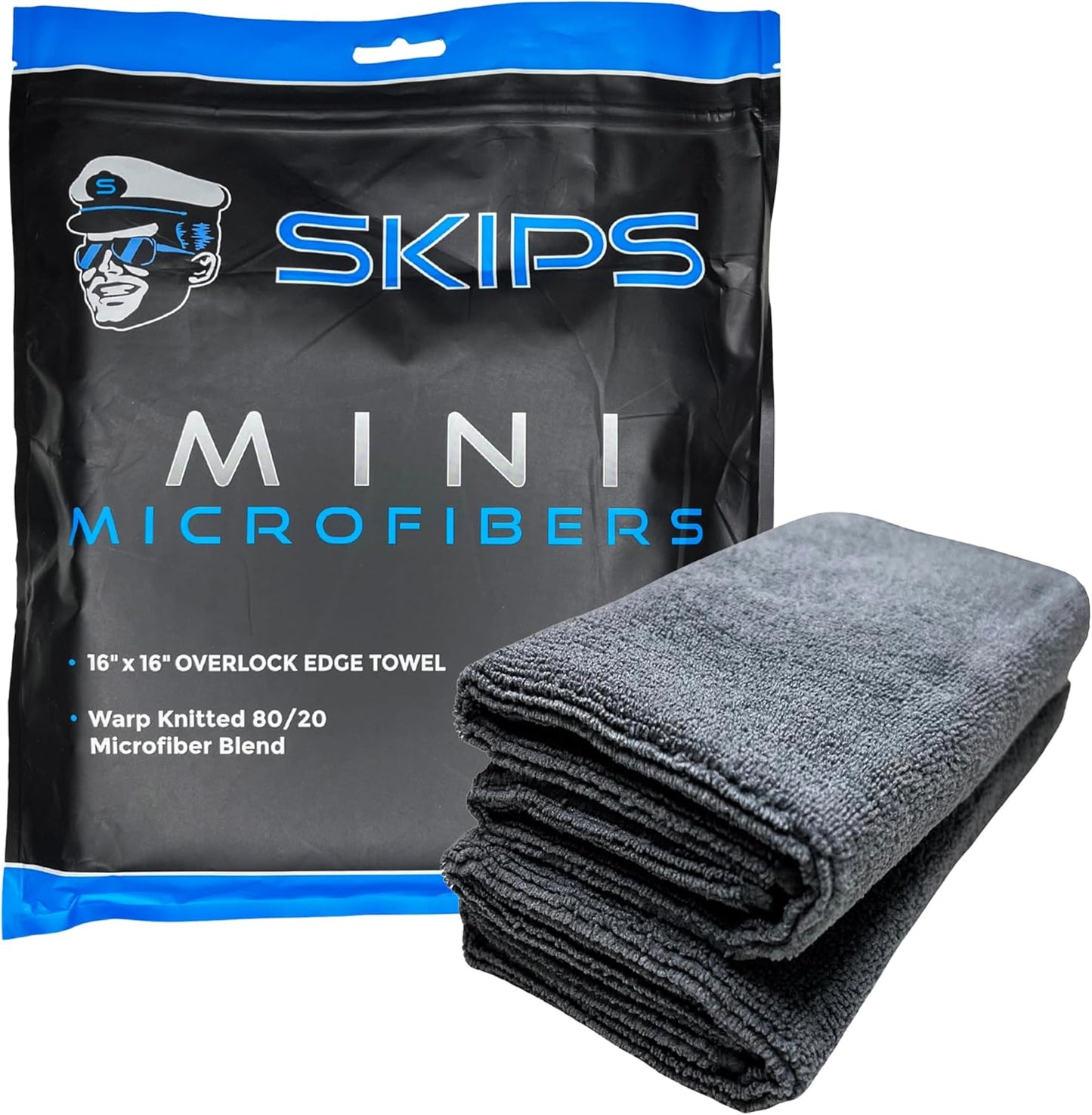 SKIPS Mini Microfiber Towels: 2-Pack of Premium Interior Detailing Towels, Lint-Free Microfiber Cleaning Cloth for Cars, Boats, and Large Surfaces - Ultra-Soft, Streak-Free, Safe for Paint