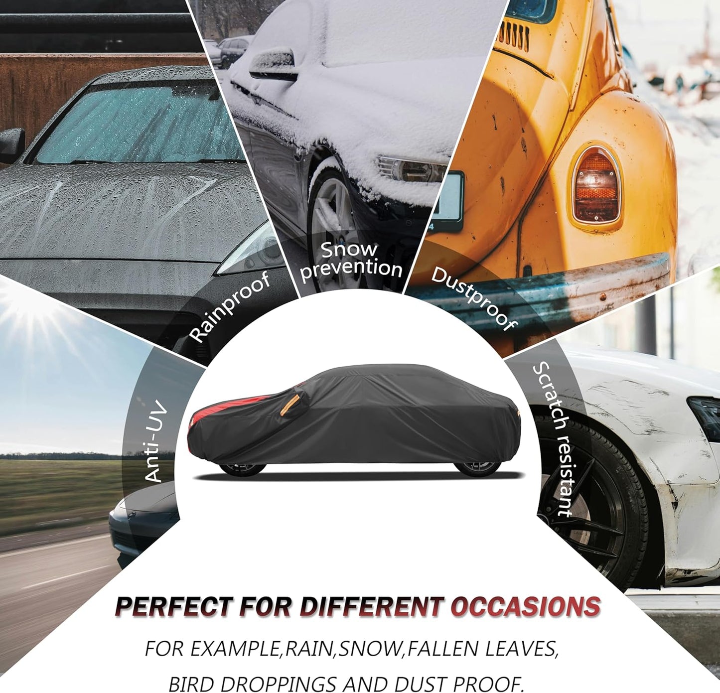 Car Cover Waterproof All Weather for Automobiles (1 Sedan Car Cover, A4 Fit Sedan Length Up 186-193 inch)