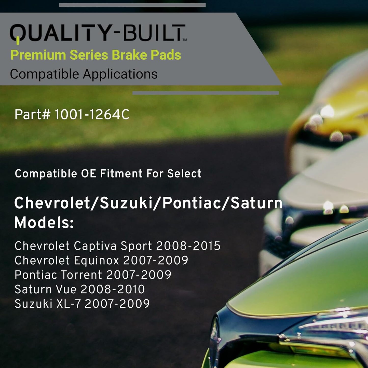 Premium Ceramic Front Brake Pads (1001-1264C) Compatible with Chevrolet Captiva Sport 2015-2008, Equinox 2009-2007, Pontiac Torrent 2009-2007, Saturn Vue 2010-2008, Suzuki XL-7 2009-2007
