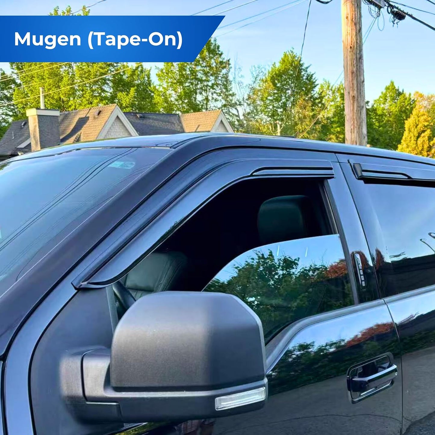 KPY Window Visor Compatible with Ford Fusion 2013-2020, 4PC Rain Guard Side Window Vent Deflectors Tape-On Mugen Style, 2013 2014 2015 2016 2017 2018 2019 2020