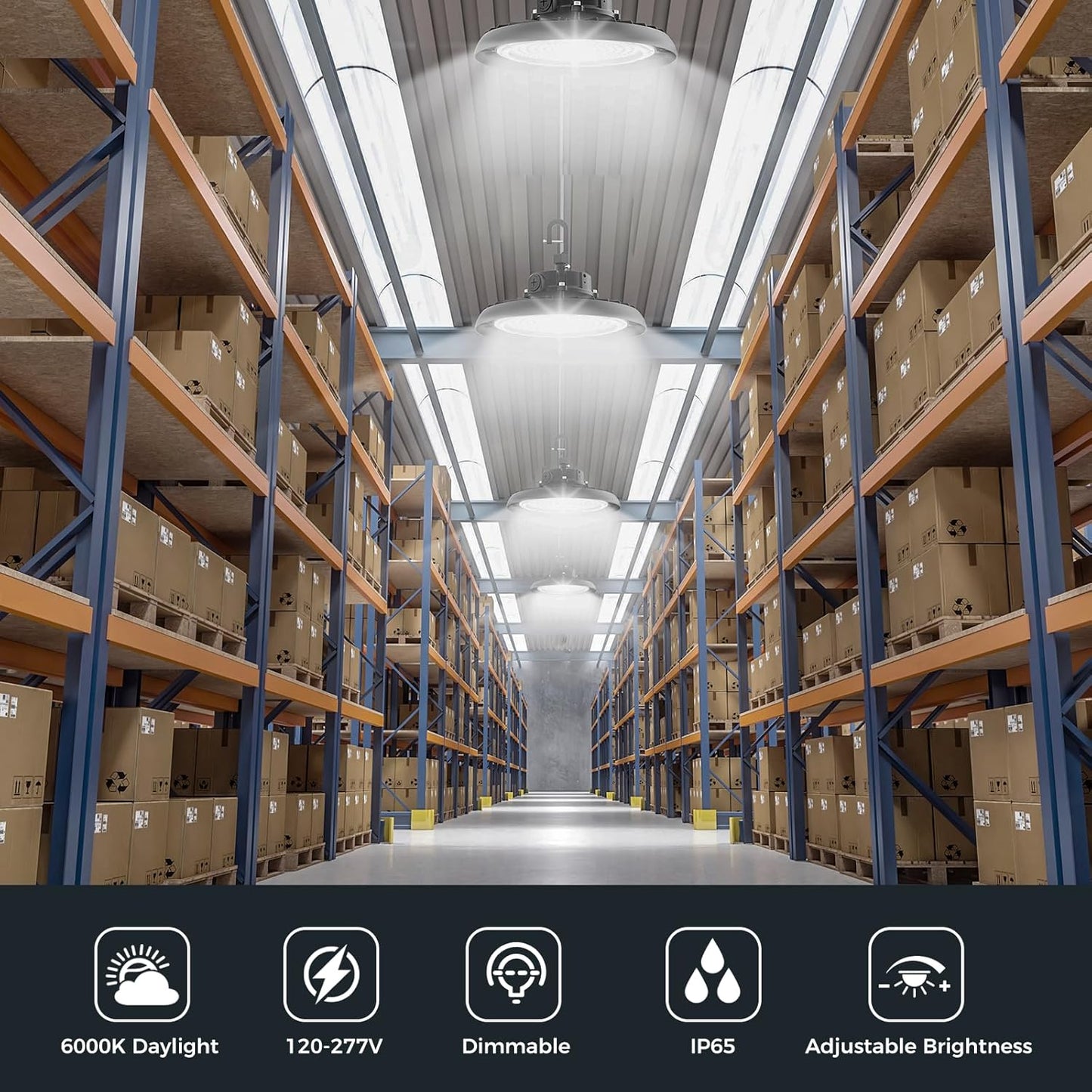 High Bay Lights 180W LED UFO Light LED Shop Lights 32400 LM 6000K IP65 Commercial Bay Lighting Fixture 5ft Cable Plug & Play for Warehouse Factory Garage Workshop Barn 6 Pack