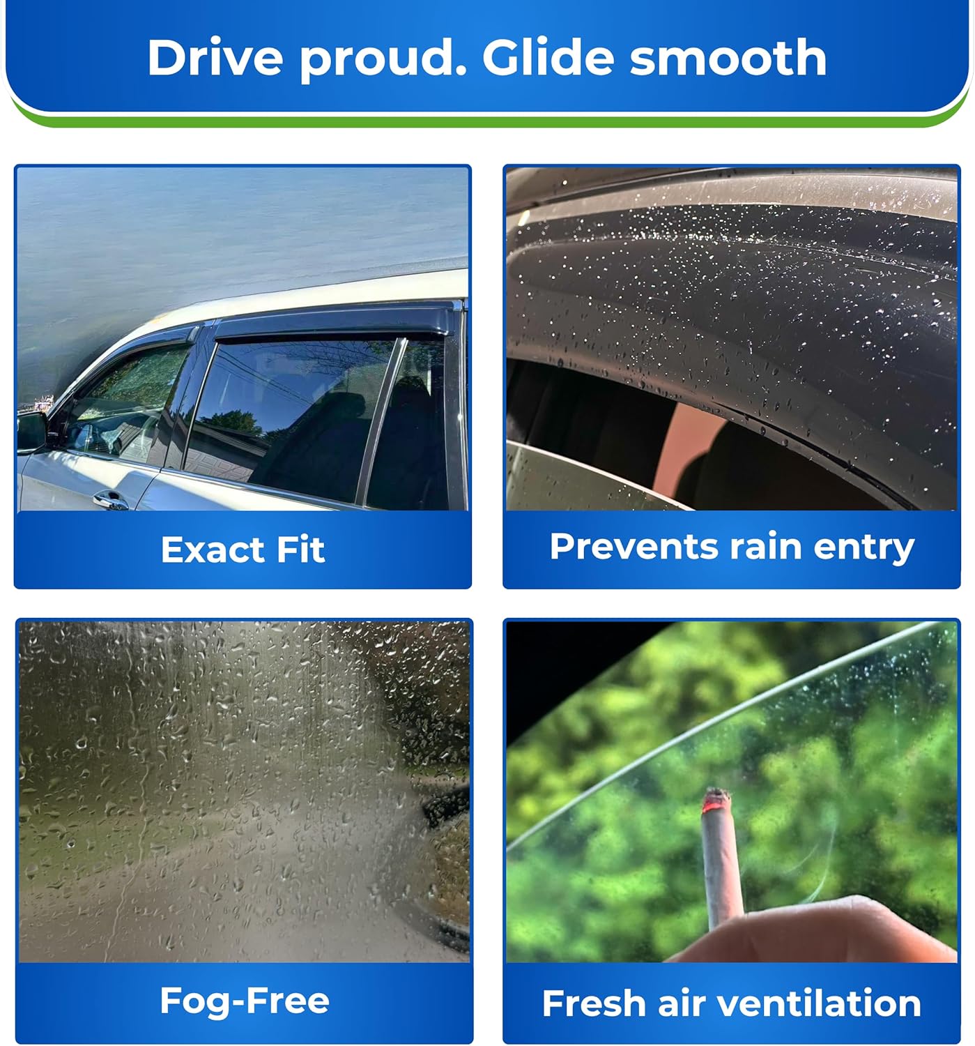 KPY Window Visor Compatible with Ford Transit 2014-2024, 2PC Rain Guard Side Window Vent Deflectors Tape-On Style, 2015 2016 2017 2018 2019 2020 2021 2022 2023