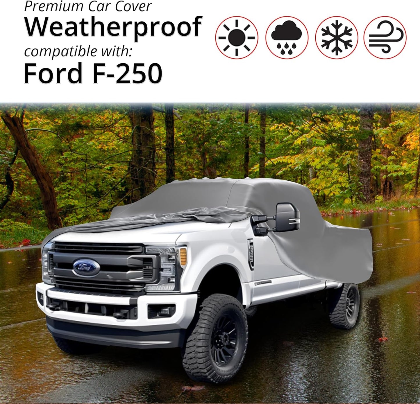 Car Covers Weatherproof Max Truck Cover & Warranty Compatible with Ford 2022-2024 F-250 SuperCab, 6.75 with Truck Bed Shell– Outdoor Cover, Prevents Theft with Cable Lock
