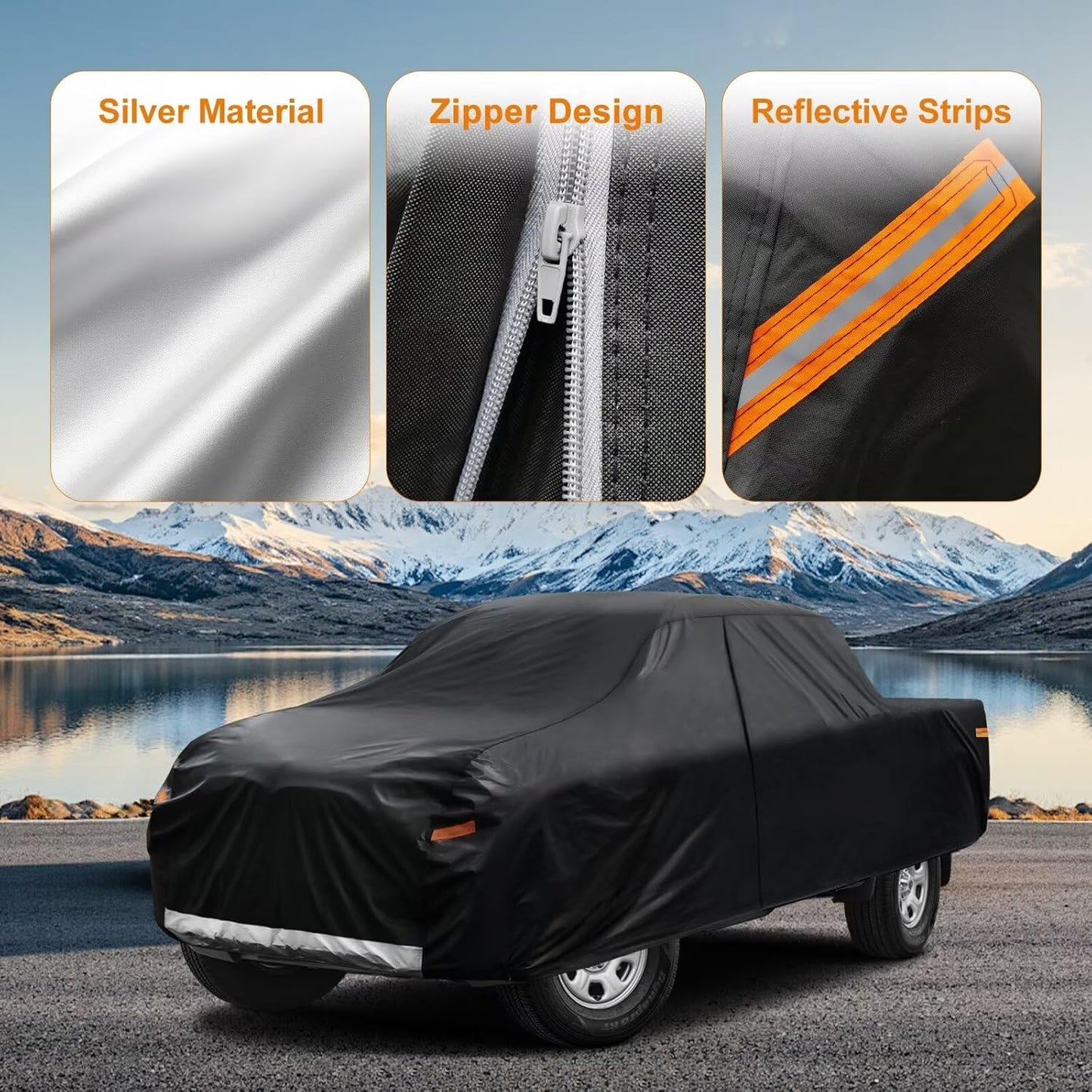 Kayme Truck Cover Custom Fit GMC Sierra(2002-2018) Extended Cab Long Bed. Full Exterior Heavy Duty Outdoor Pickup Truck Car Cover Waterproof All Weather.Car Tarp for Wind Sun Dust Protection.Black
