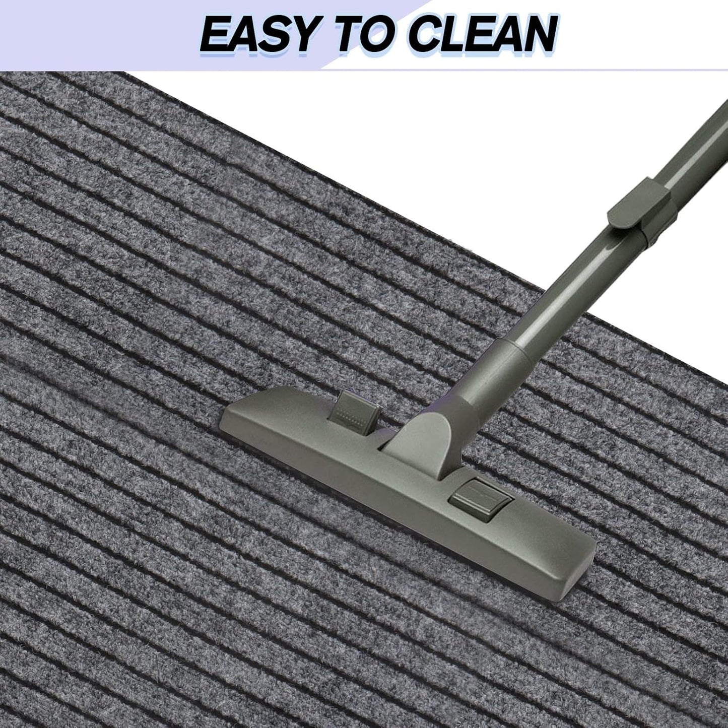 Custom Size Backed Non-Slip Area Rugs Runner, Easy Clean, Waterproof Runner Rugs for Hallway Entryway, Kitchen, Laundry, 2FT x 78FT, Gray Stripe