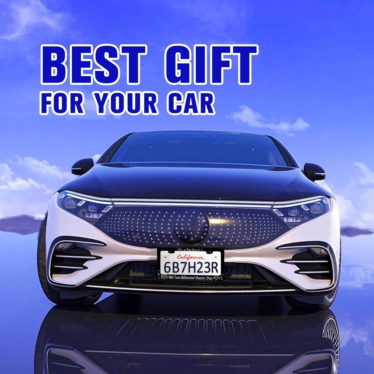 in This Car We are Gossiping About You License Plate Frame Funny Text License Plate Holders Stainless Steel Auto Accessory Bracket 2 Hole with Screws Universal Us Car License Plate Frames 6x12 Inch