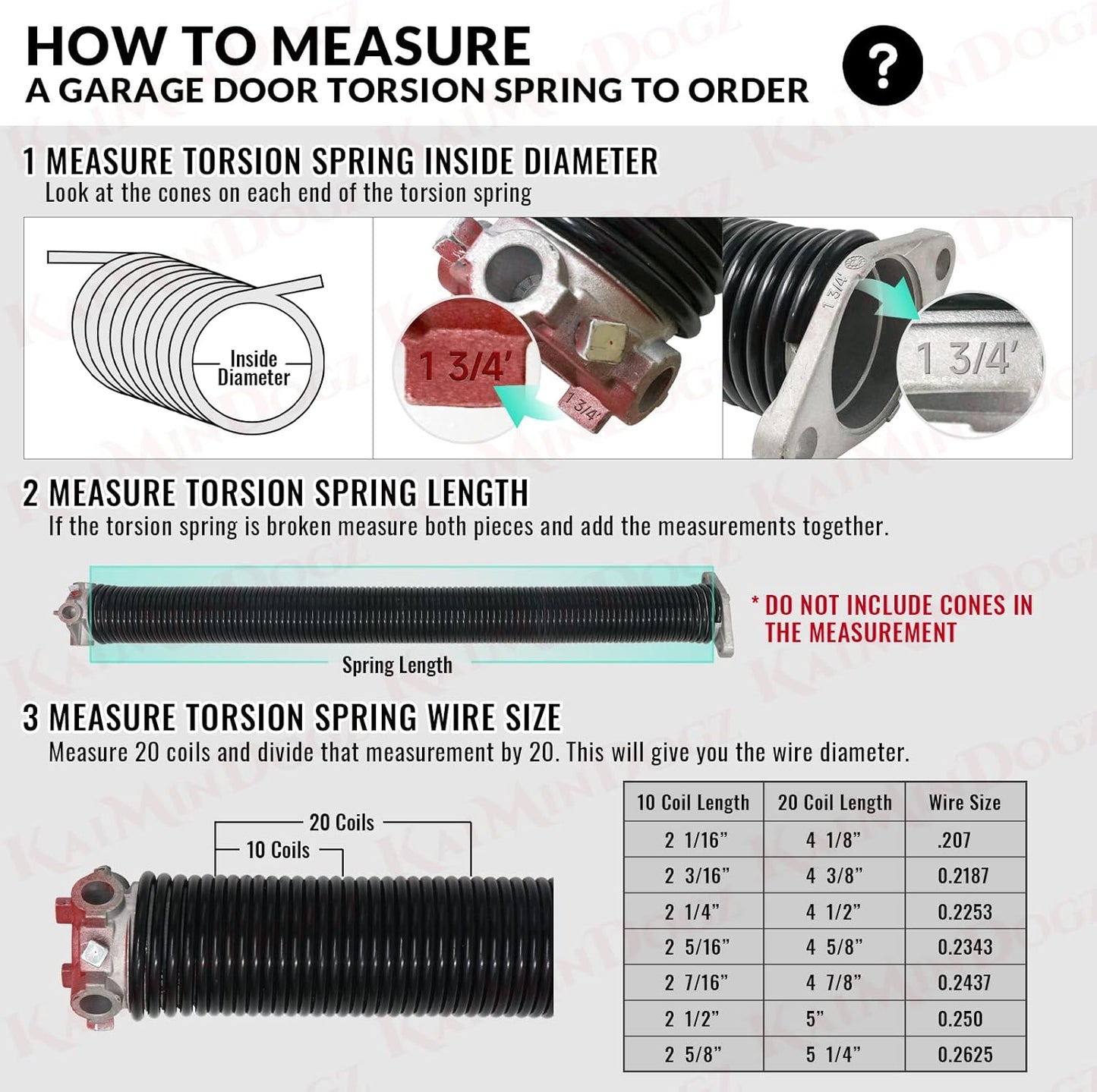 Pair of 1.75" Garage Door Torsion Springs Set with Non-Slip Winding Bars&Gloves, High Precision Electrophoresis Oil-Free Black Coated for Replacement, MIN 16,000 Cycles (0.250 x 1.75"x 33")
