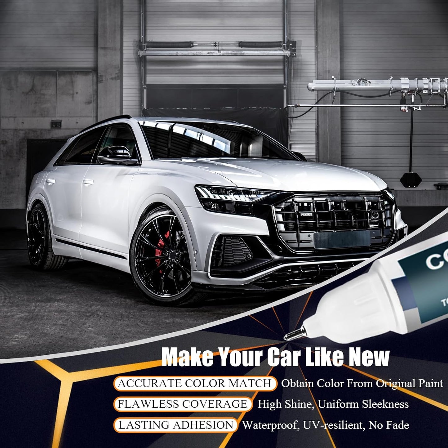 Arkona White(LY9L/Z9) Touch Up Paint Compatible with Audi, Car Paint Pen Scratch Repair Two-In-One Touch Up Paint, Premium Car Scratch Remover for Deep Scratches