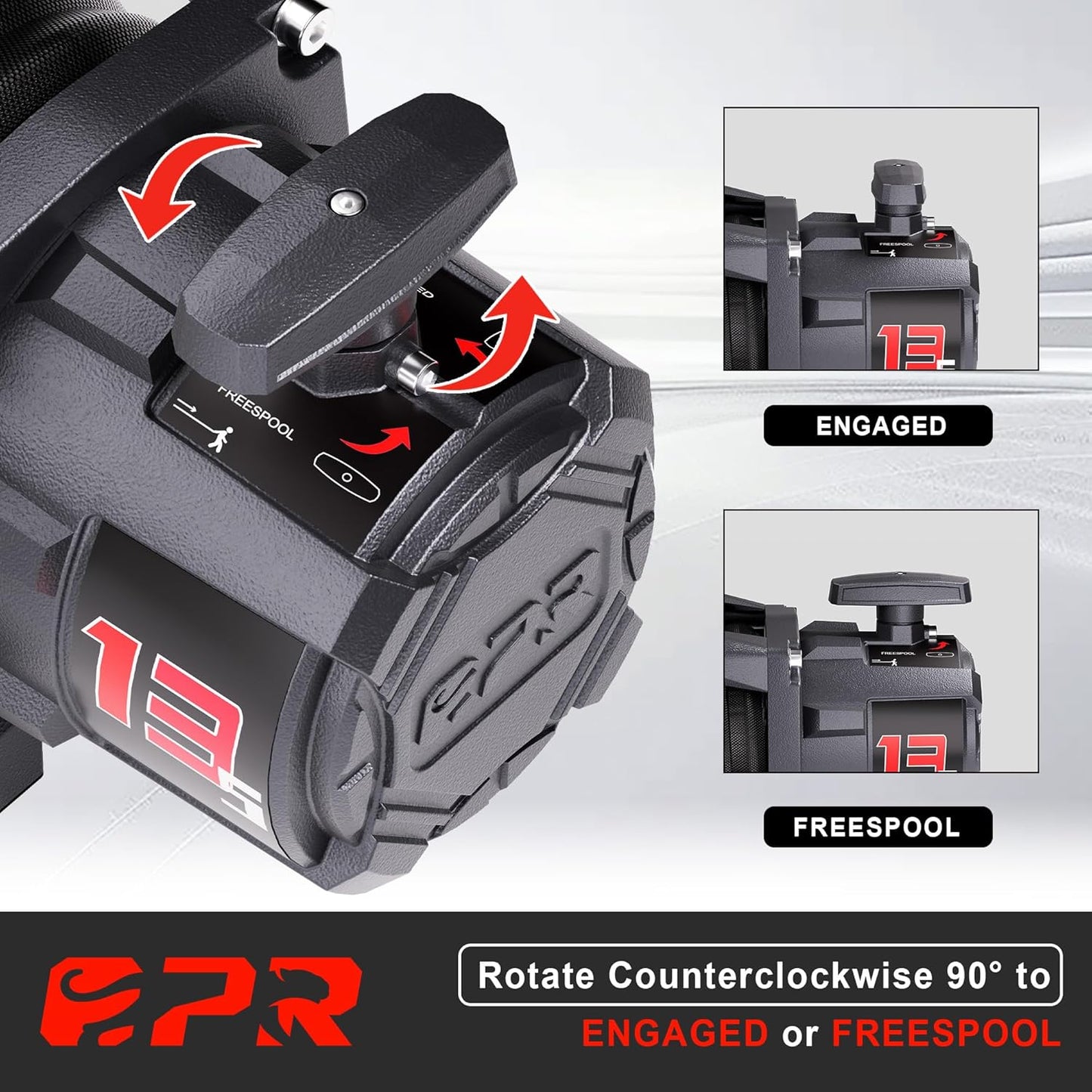 OPENROAD 13500 lb Recovery Winch with Synthetic Rope and 2 Wireless Remotes - IP68 Waterproof 12V Electric Winch for Jeep, SUV, Truck & Trailer - Panther Series 3S