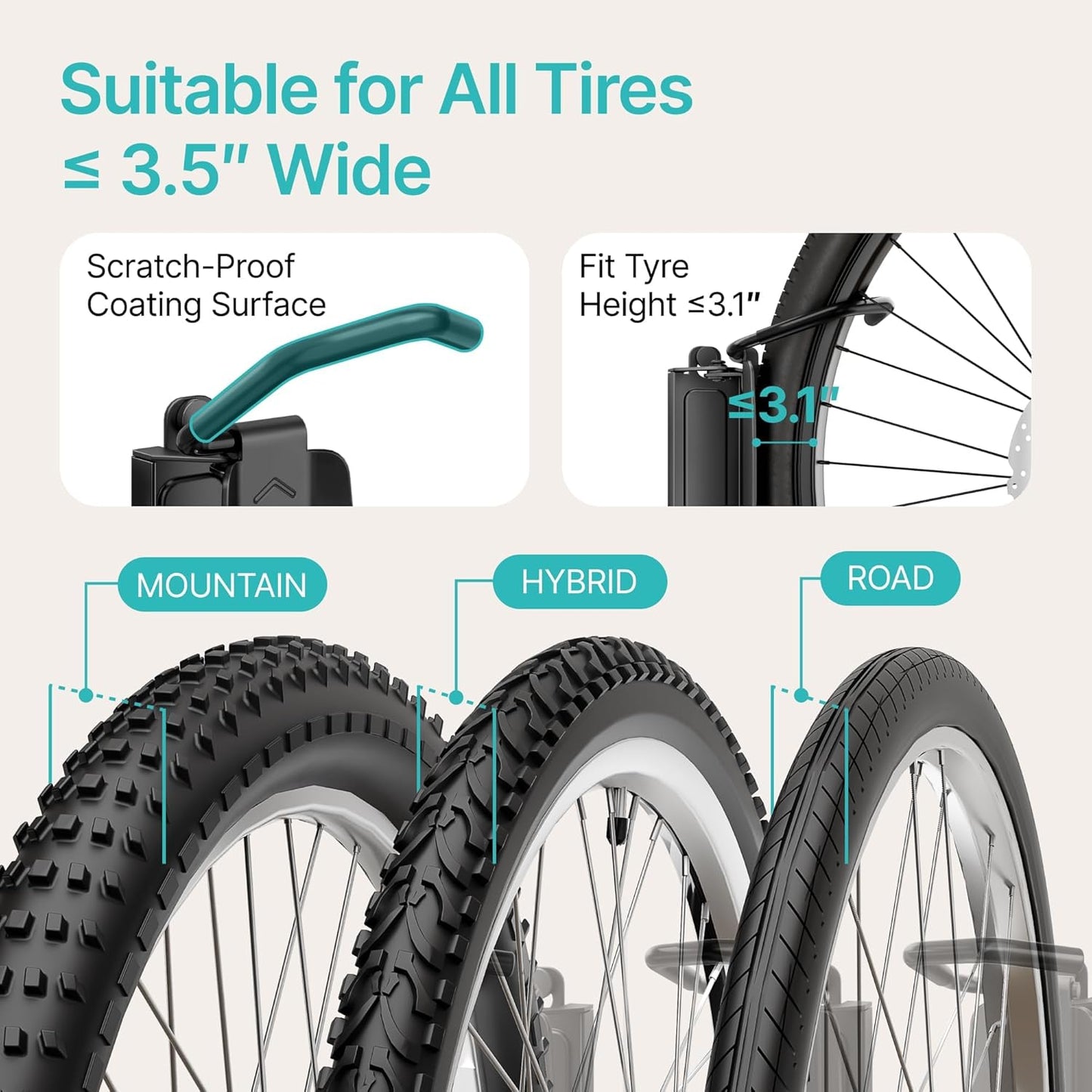 Bike Rack Garage, Bike Wall Mount Heavy Duty, Holds 77 Lbs, Swivel Bike Hangers for Garage, Adjustable Indoor Bike Storage for Bedroom Home Office, 4 Pack