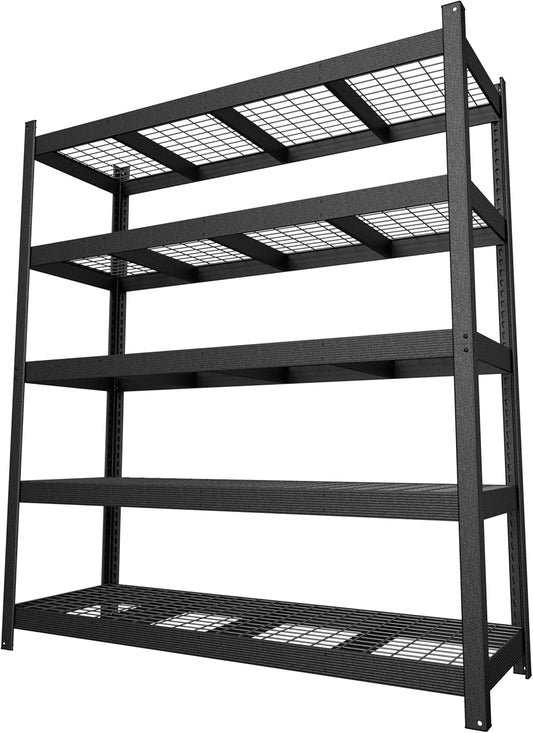 MUPATER 72.05” W × 24.02” D × 83.86” H, Heavy Duty Metal Storage Shelves, 3000 LBS Capacity, 5-Tier Adjustable Garage Shelving, Storage Shelf Rack for Kitchen, Basement, Warehouse