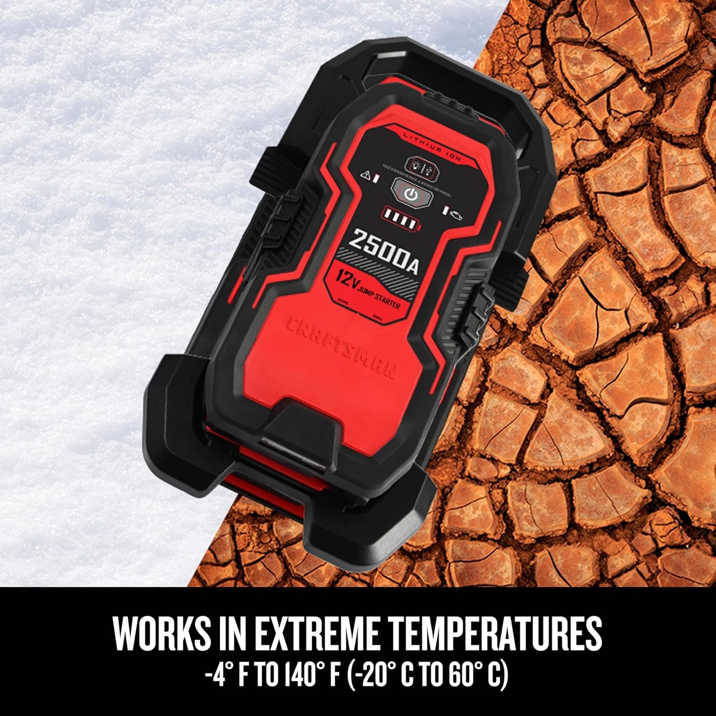 CRAFTSMAN Lithium Jump Starter and Portable Power Pack, CMXCESM262, 3-in-1, 2.4 Amp USB Port, LED Light, 2500 Amps, 12 Volt, for Motorcycle, Car, SUV, Truck, and Marine Batteries