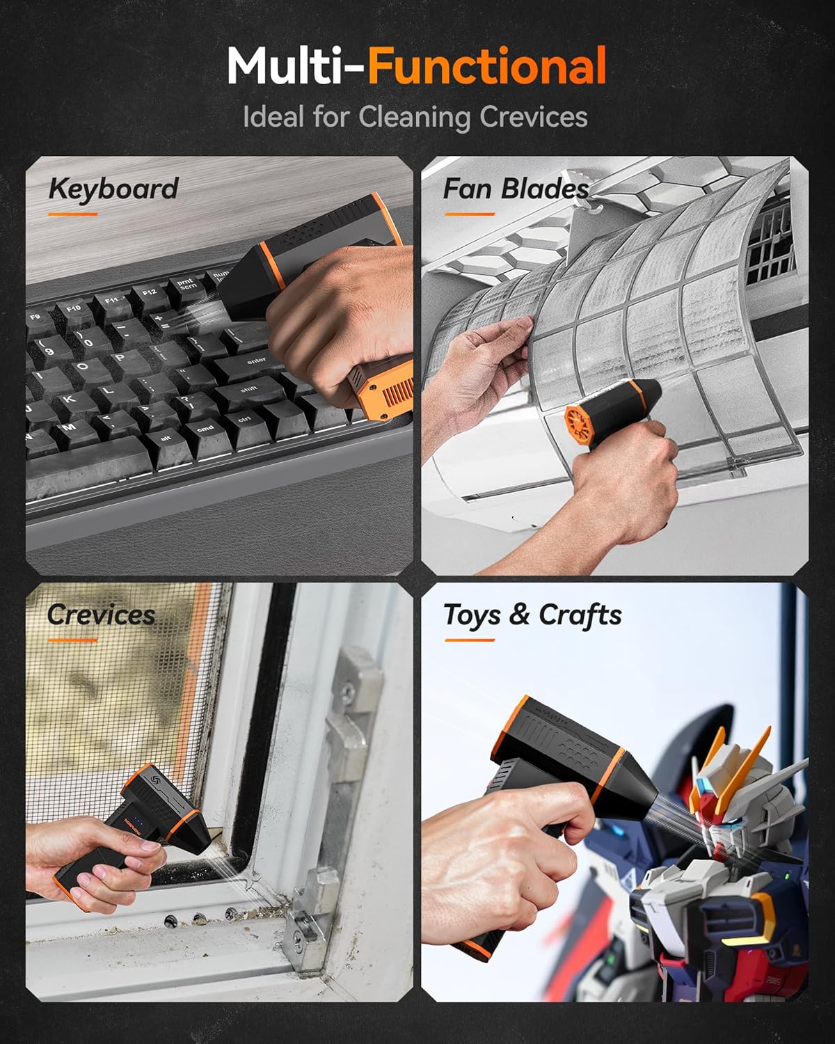 WOLFBOX MF50 Electric Air Duster-110000RPM Super Power Cordless Air Duster, 3-Gear Adjustable Mini Blower with Fast Charging, Dust Blower for Computer, Keyboard, House, Outdoor and Car