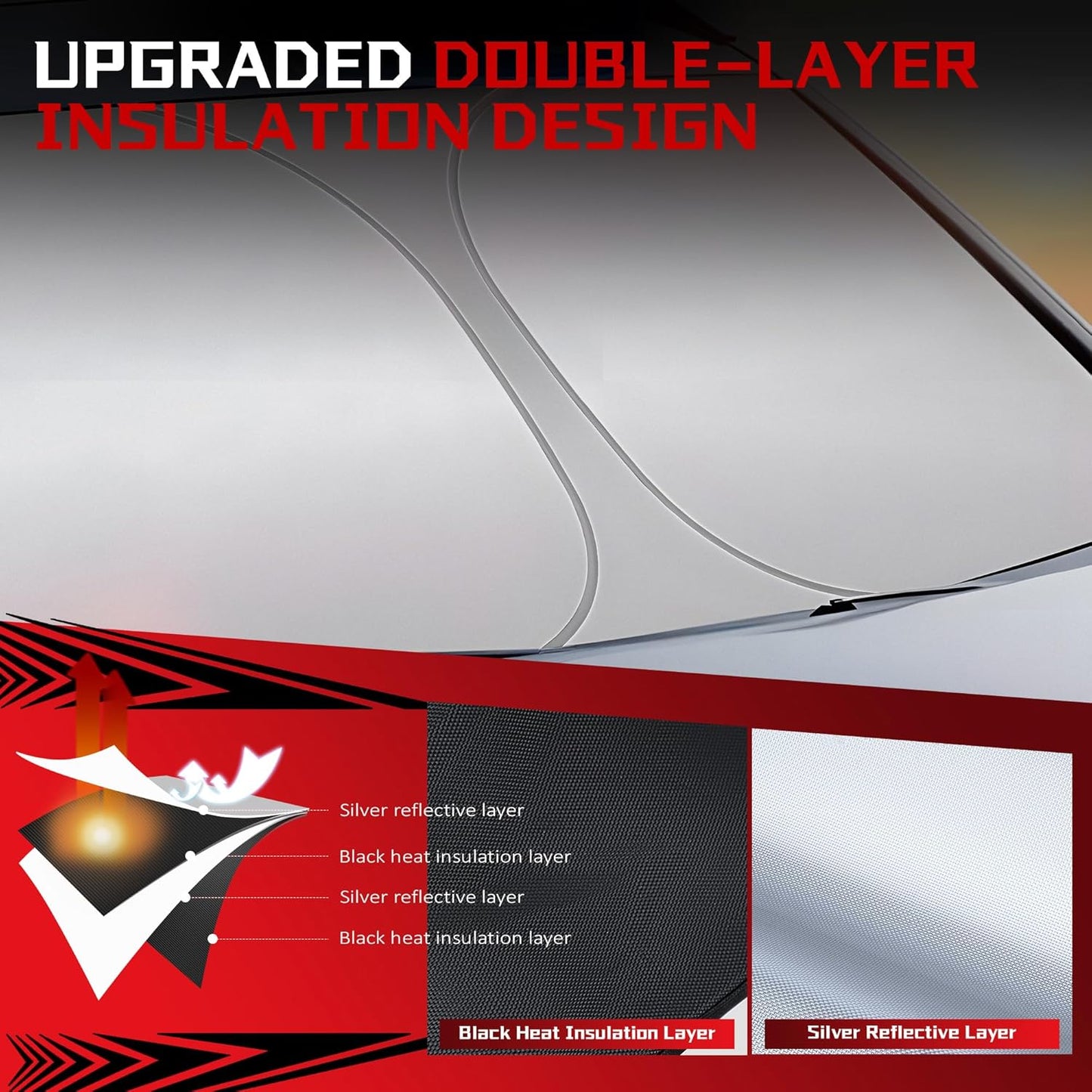 Windshield Sun Shade for 2024-2025 Che-vrolet/Chevy Silverado EV Foldable Sun Sunshade for Car Front Window Blocks UV Rays and Heat Automotive Interior Protector Custom Fit Accessories