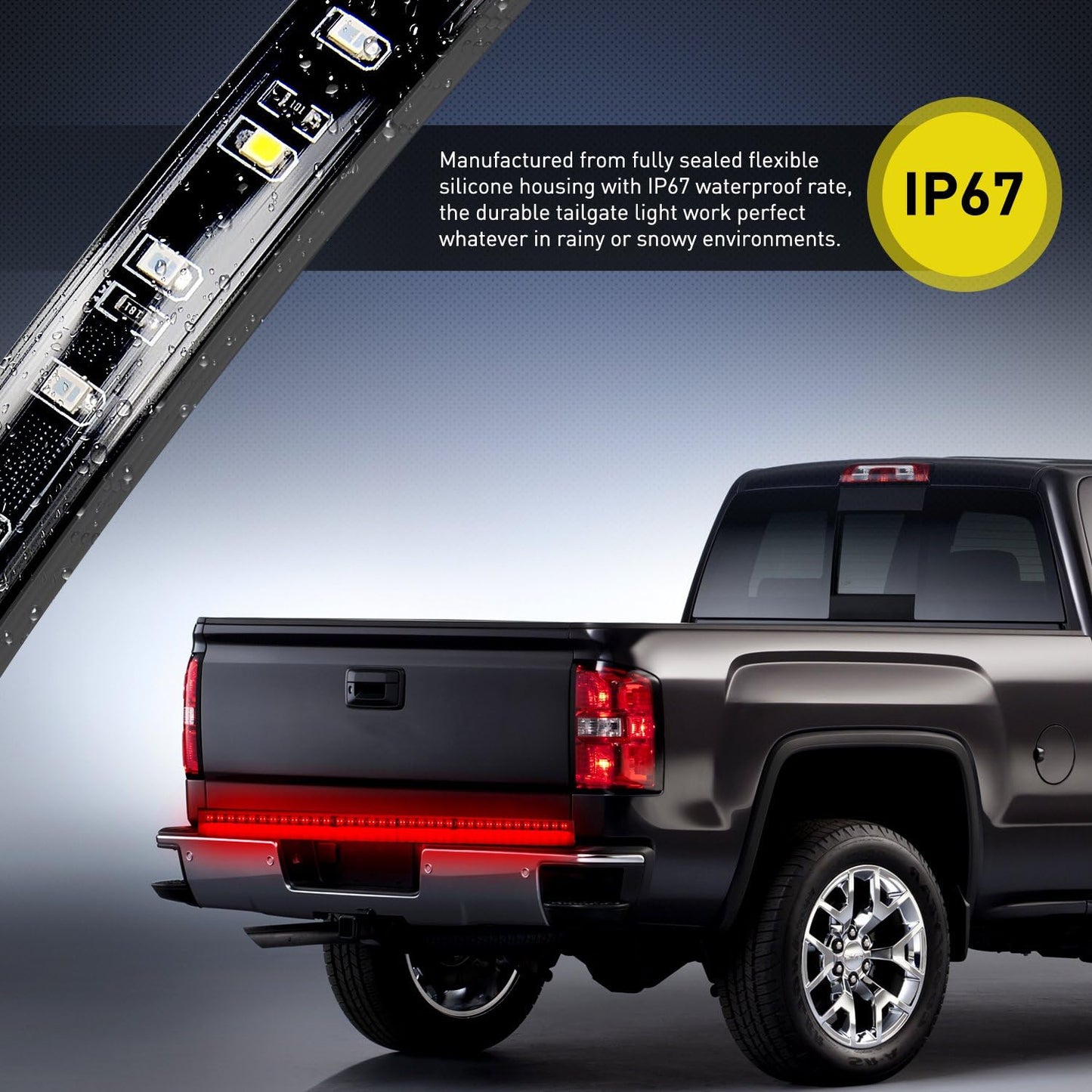 Nilight 48”/49” LED Tailgate Light Strip 90 LED Red/White for Running Light Brake / Turn Signal / Reverse Light，2 Years Warranty
