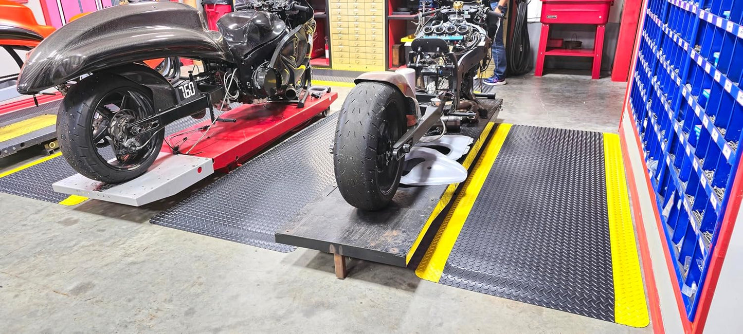 Rhino Mats, American Classic Diamond Anti-Fatigue Mats, Industrial Ergonomic Comfort Standing Mat for Work, Home, Garage, Office, Kitchen or Anywhere (Black/Yellow 1" Thick, 2 FT. x 20 FT.)