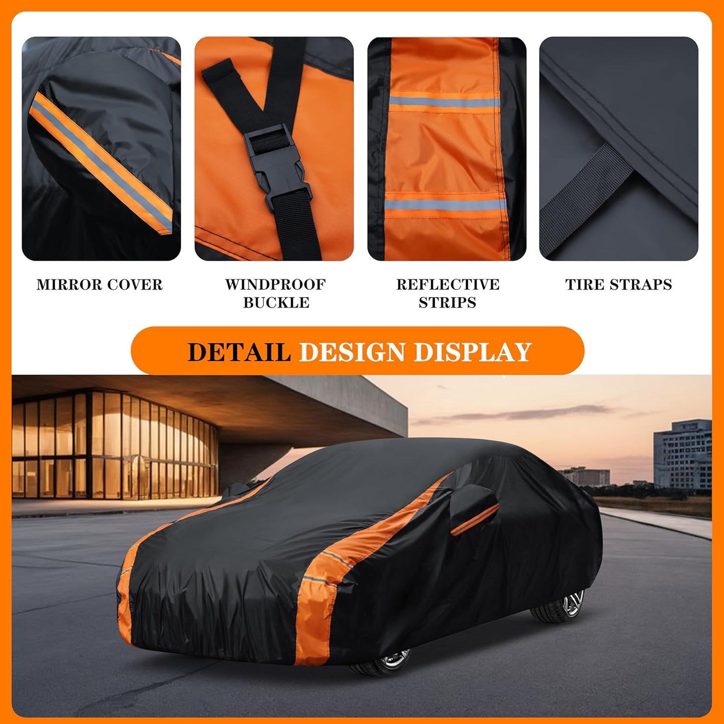 in Full Exterior Sedan Car Cover All Weather, Waterproof, UV Resistant, Dustproof and Snowproof Fit BMW 5 Series,Subaru,Nissan etc.Size A5. Fit Sedan Length 194-206 inches（See Size Chart）