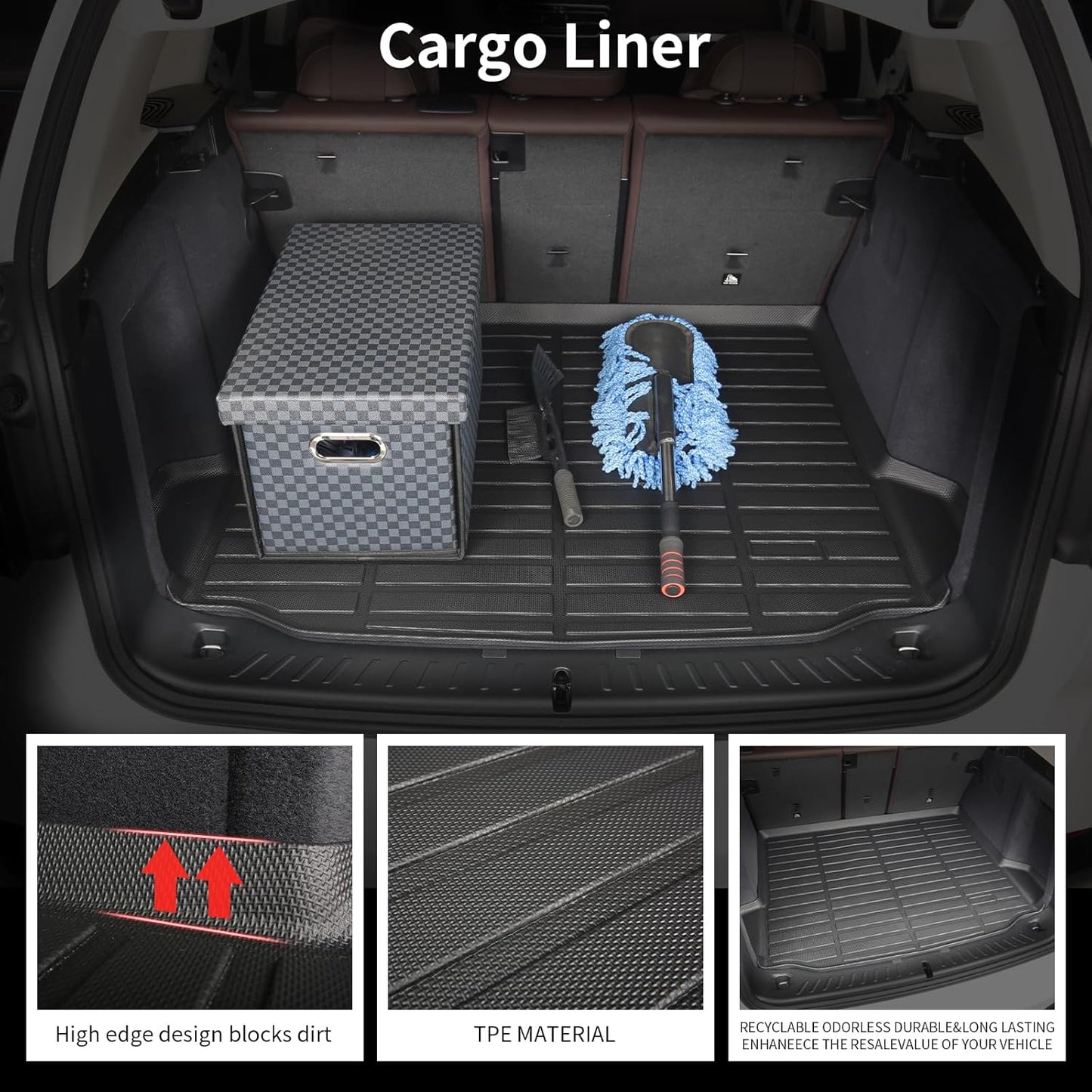 All Weather Floor Mats and Cargo Liners Set Fit for Mazda CX-70 & CX70 PHEV 2025 TPE Car Mats Waterproof Anti-Slip Rubber Trunk Liners CX70 Accessories