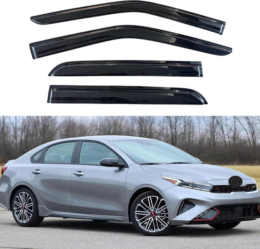KPY Window Visor Compatible with Kia Forte Sedan 2019-2024, 4PC Rain Guard Side Window Vent Deflectors Tape-On Mugen Style, 2019 2020 2021 2022 2023 2024