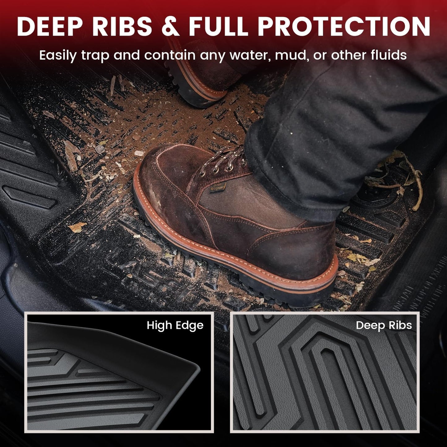 LASFIT Floor Mats & Trunk Mat for Honda CR-V 2017-2022 (NOT for Hybrid), All Weather Protection TPE Floor Liners 1st & 2nd Row & Cargo Mat in Lower Position Full Set, Black