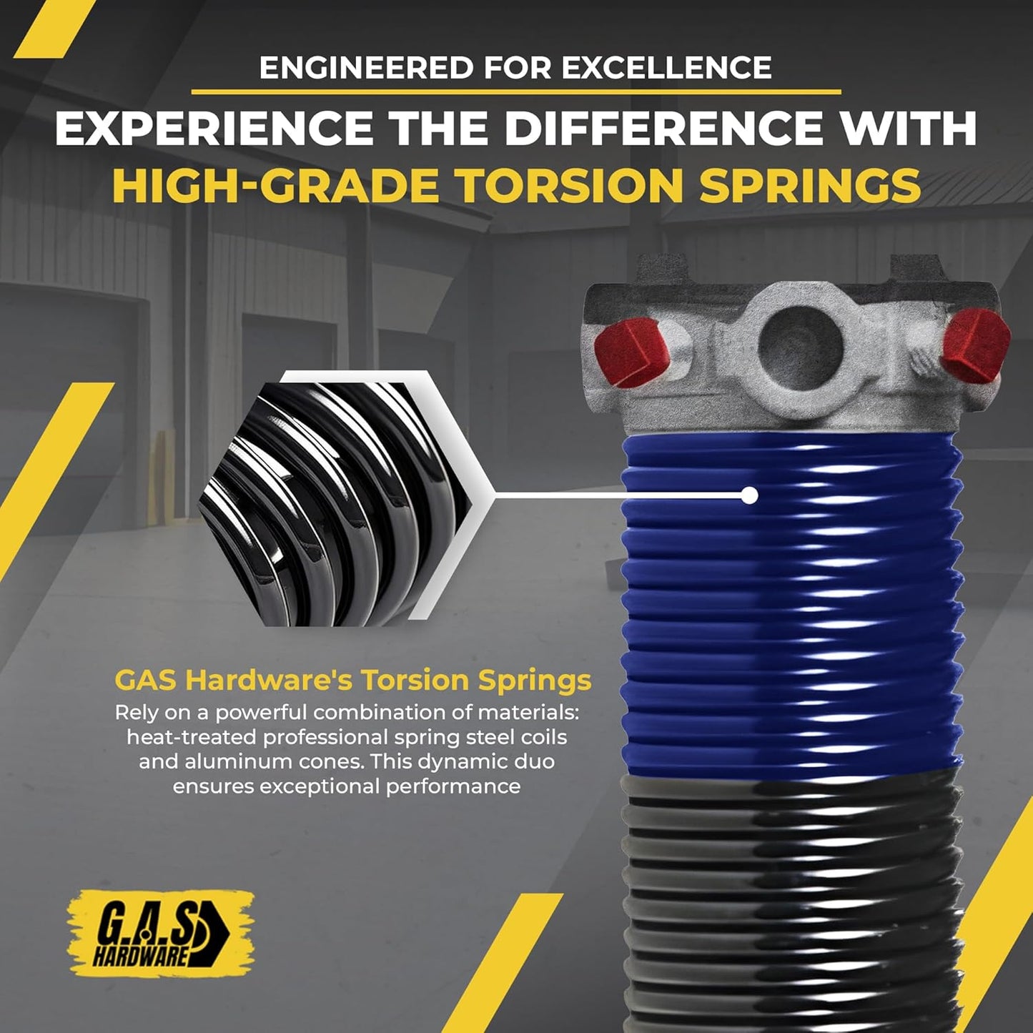 Garage Door Torsion Spring 262x2x33.5 Torsion Springs for Left Side of Garage Door with 1" Steel Bearing, Gloves, and Winding Bars Precision E-Coating 5-Year Warranty Minimum 30,000 Cycles (Red Cone)