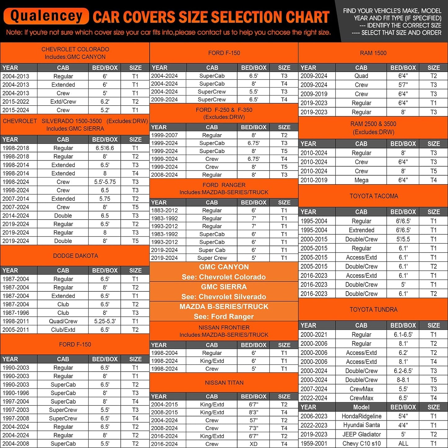 Car Cover Waterproof All Weather Full Outdoor Pickup Truck Cover Rain UV Protection, Size T1 Universal Fit for Ford Ranger/F150 Chevy C10 S10,Nissan Frontier,ect.(Fit Truck Length UP to 220inch)