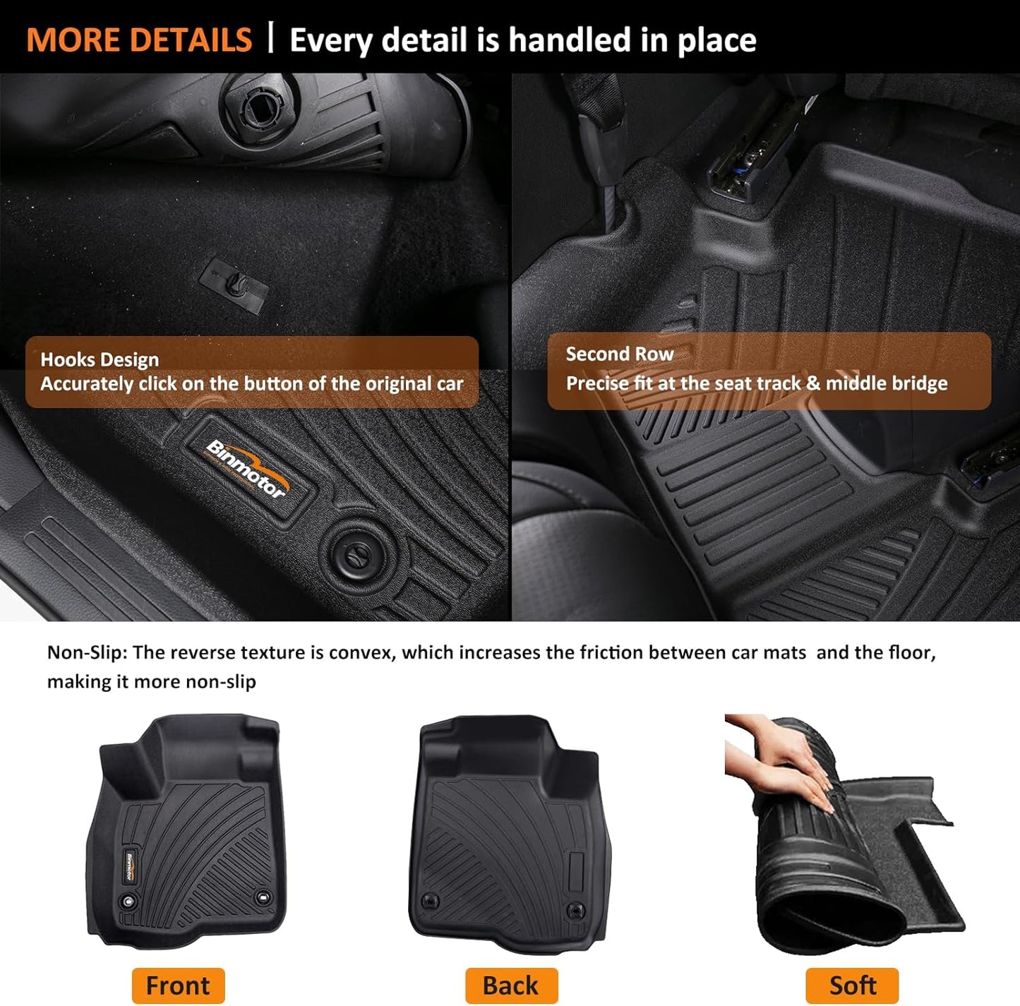 Binmotor-All Weather Floor Mats Cargo Liner for Mazda CX-5 2017 2018 2019 2020 2021 2022, Car Floor Mat CX5, Trunk Cargo Mat for Mazda CX5 Accessories Car Mats