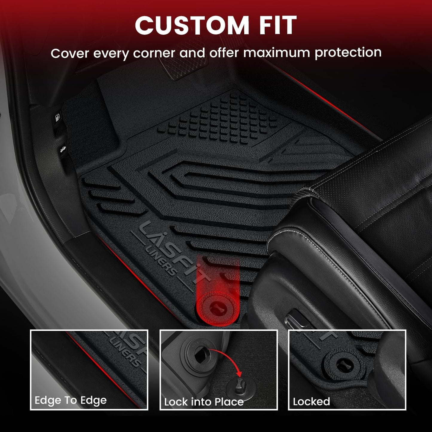 LASFIT Floor Mats & Trunk Mat for Honda CR-V 2017-2022 (NOT for Hybrid), All Weather Protection TPE Floor Liners 1st & 2nd Row & Cargo Mat in Lower Position Full Set, Black