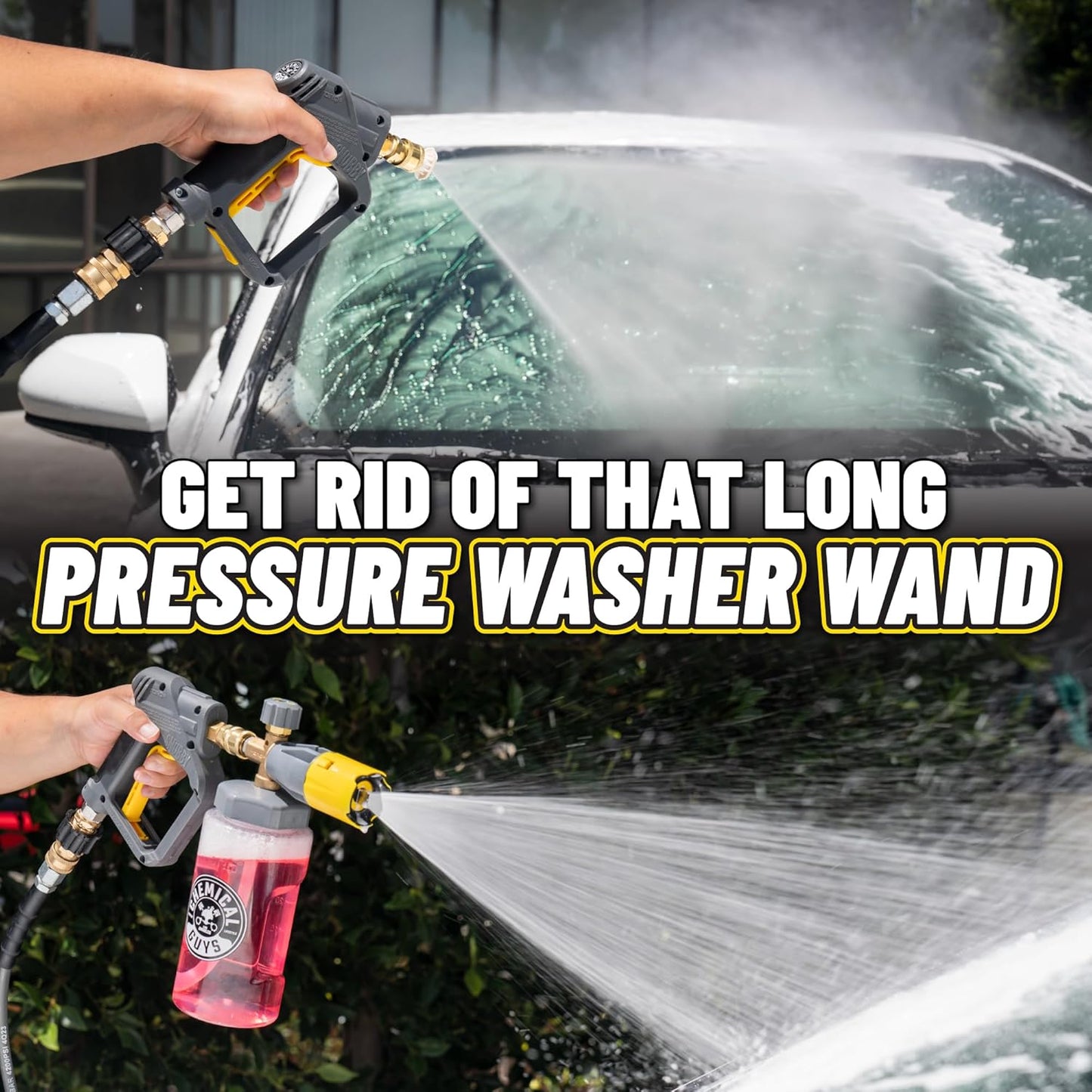 Chemical Guys EQP402 Snubby Pressure Washer Gun, Foam Cannon Attachment, For Gas & Electric Pressure Washers
