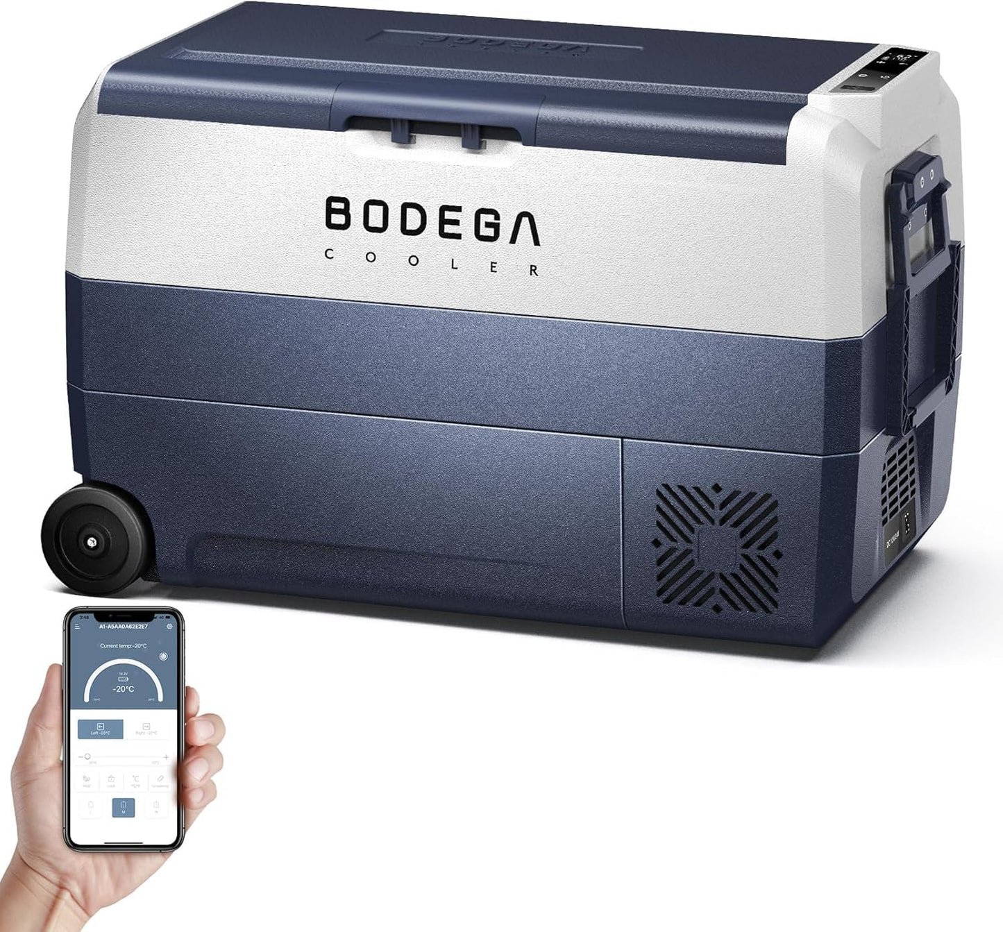 BODEGACOOLER 12 Volt Portable Refrigerator,38 Quart Car Fridge APP Control,36L (-4℉-68℉) Compressor Car Freezer 12/24V DC and 100-240V AC for Travel,Truck RV Camping Boat and Home Use
