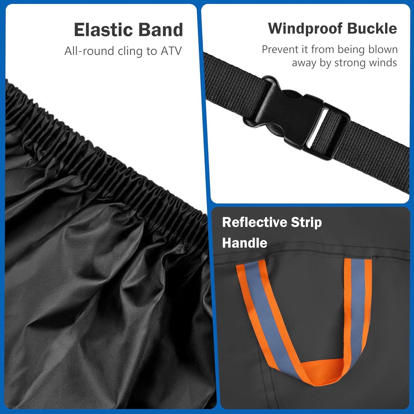 MORNYRAY ATV Cover Waterproof Heavy Duty Universal Quad Cover Outdoor Storage Cover 4 Wheeler UV Protection for Polaris Yamaha Honda Suzuki Kawasaki (Black, A2-82.7''L x 47.2''W x 45.2''H)