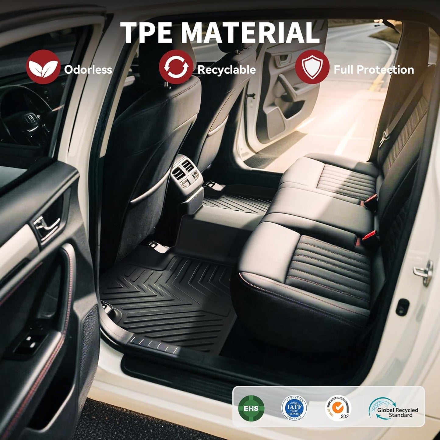 YITAMOTOR Floor Mats TPE-LITE Compatible with 2013-2018 Toyota RAV4 Standard Models (Nor for Hybrid or Prime),Custom Fit 1st & 2nd Row Floor Liners,All-Weather Protection Black