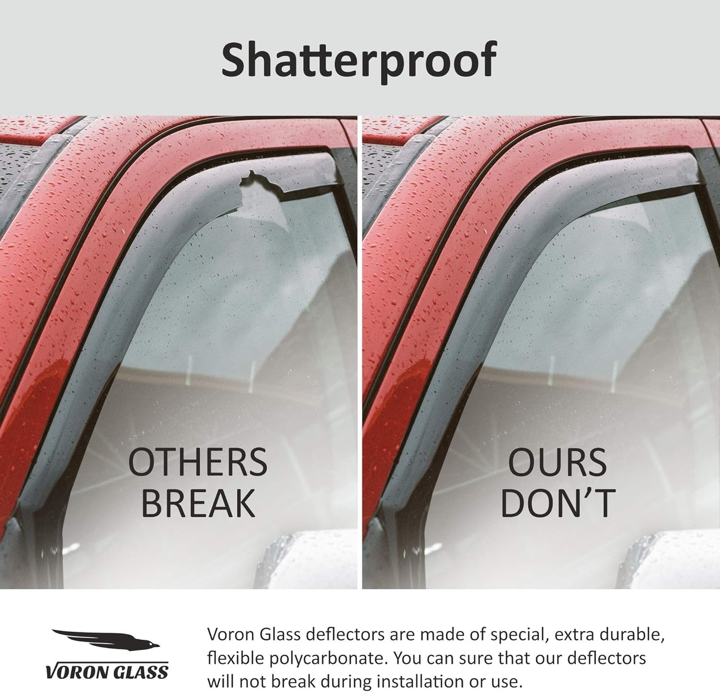Voron Glass in-Channel Extra Durable Rain Guards for Toyota Highlander 2020-2025, Window Deflectors, Vent Window Visors, 4 Pieces - 200443