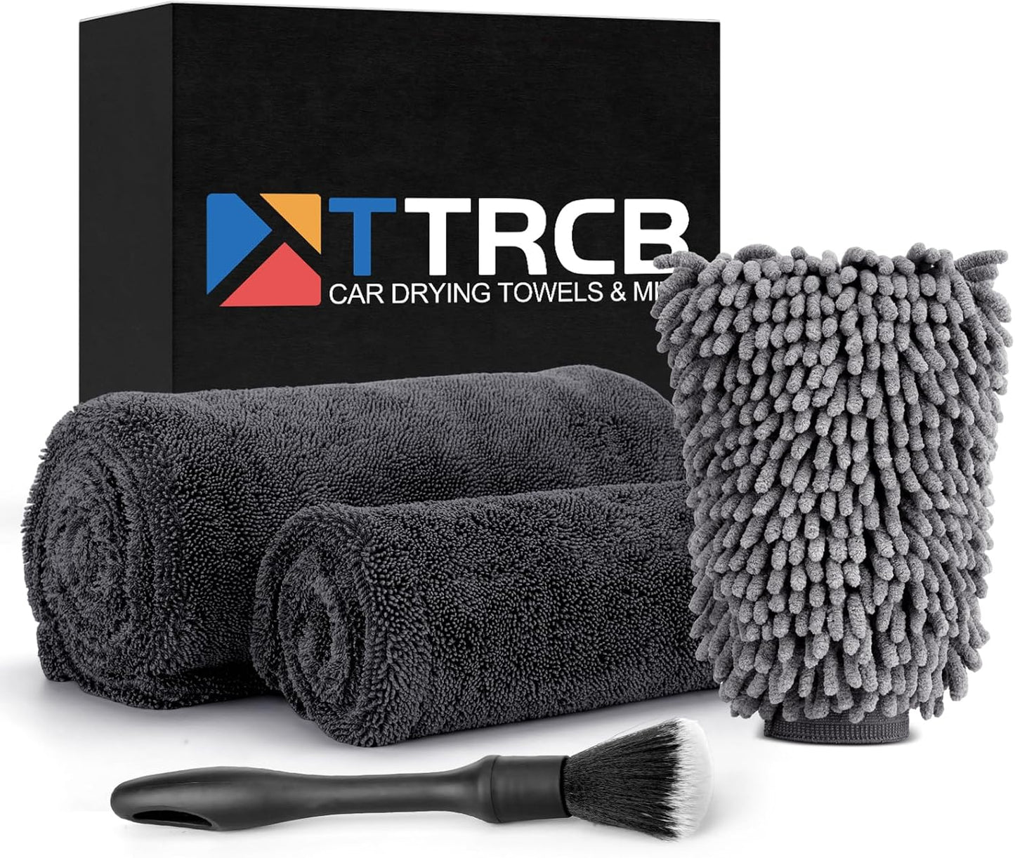 2 Pack 1300 GSM Car Drying Towel, Microfiber Towels for Cars - 36" x 24" & 16" x 16", Ultra-Absorbent, Streak Free, Premium Double Twisted-Loop Microfiber Cleaning Cloth with Car Wash Mitt