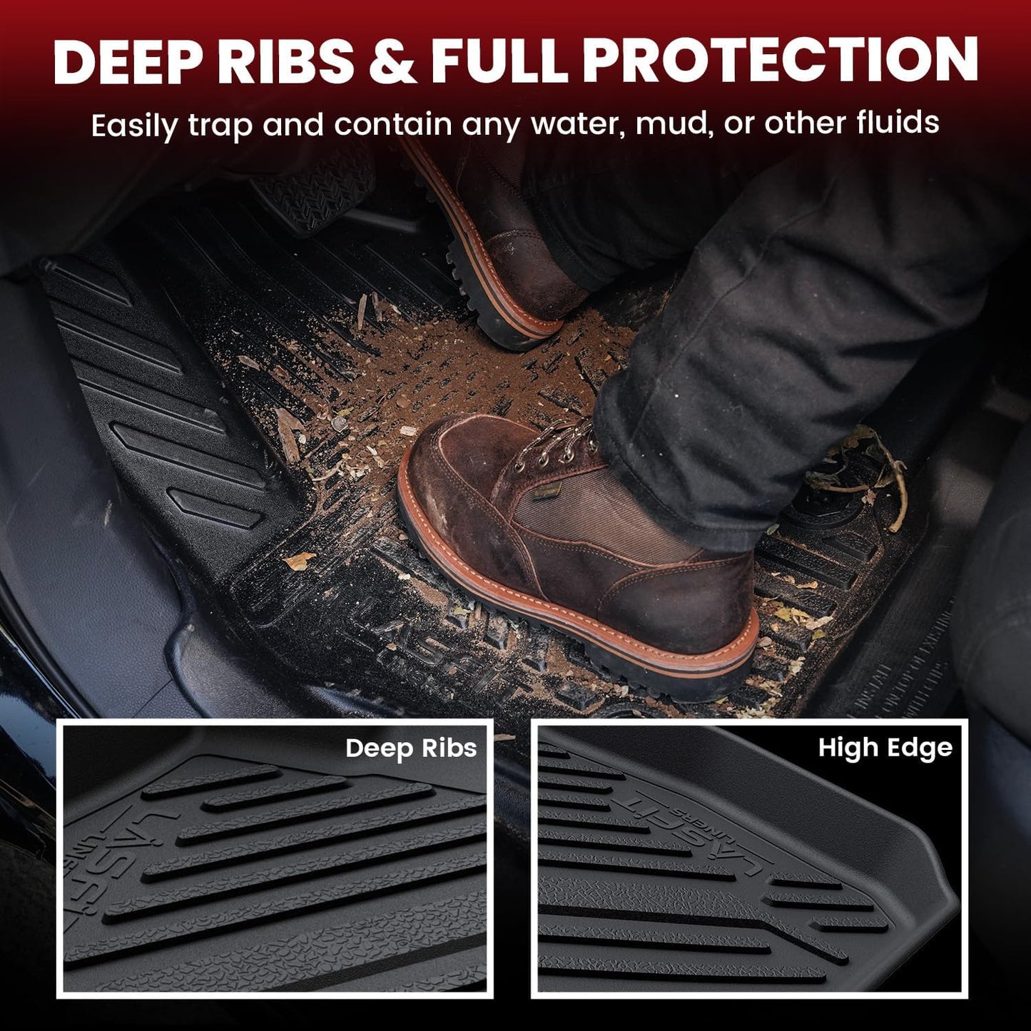 LASFIT Floor Mats for Chevrolet Cruze 2016-2020 (Not Fit 2016 Cruze Limited), All Weather TPE Custom Fit Floor Mats for Cars, 1st and 2nd Row Car Floor Mats for Cruze Accessories Black