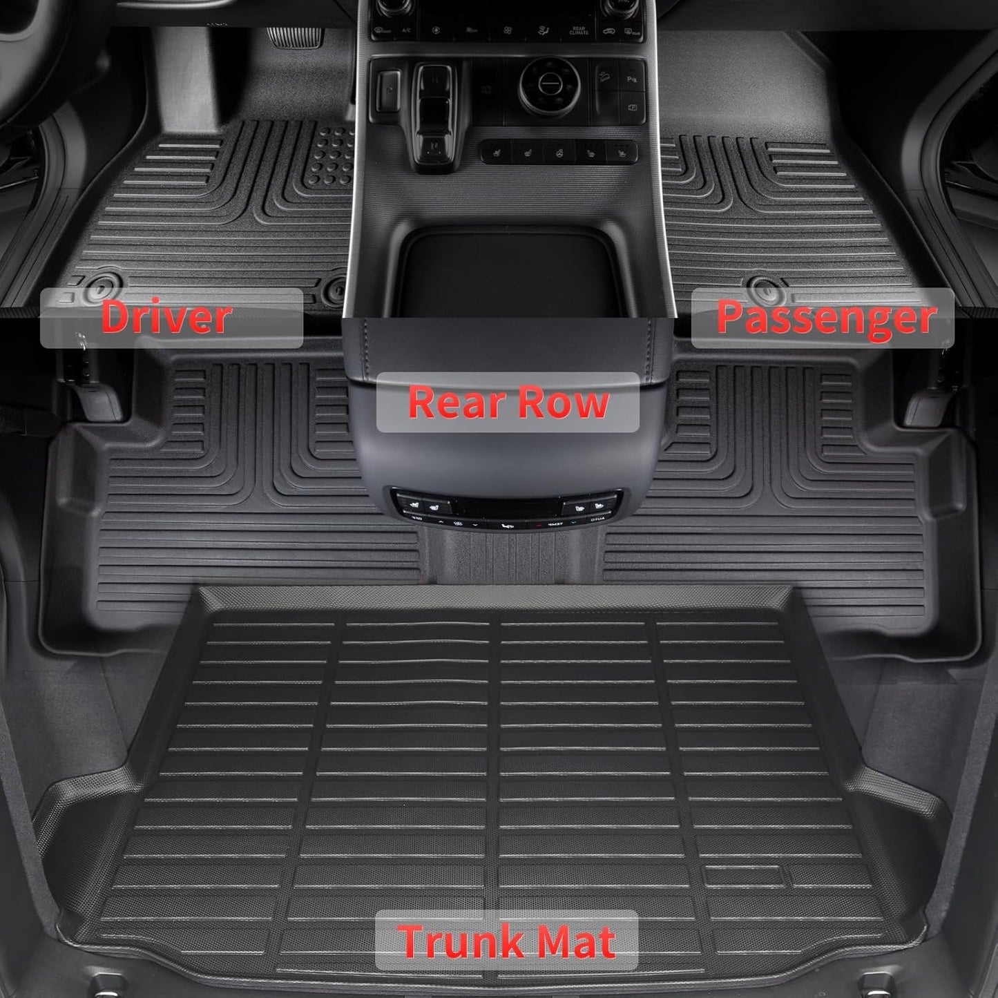 Wayhigh-All Weather Floor Mats Fit for Honda Ridgeline 2017-2024 2025, Custom Fit TPE Heavy Duty Car Mats Ridgeline Accessories - Black