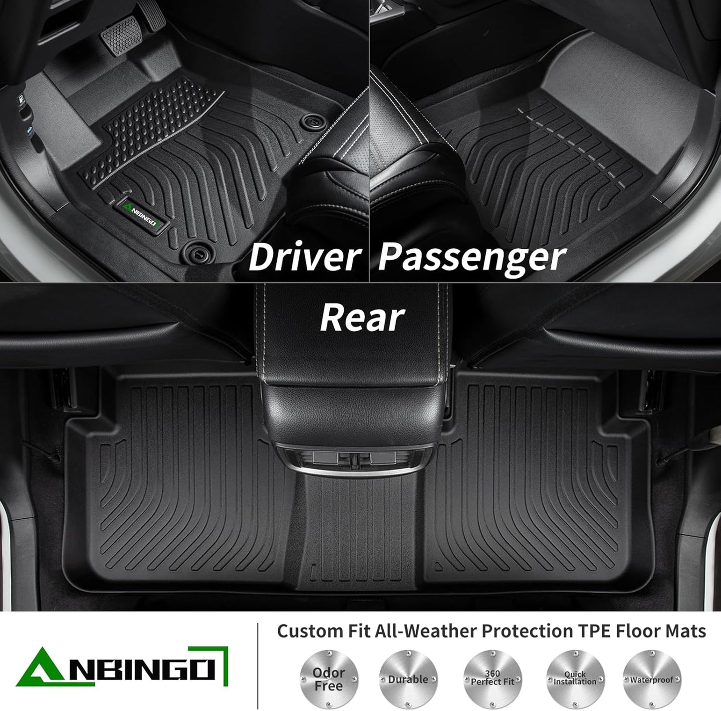 ANBINGO®Floor Mats Fit for Mini Cooper Countryman F60 2017-2024(Not for Manual Transmission) All Weather Mats for Countryman TPE Car Mat Rugs for Mini Countryman Rubber Trunk Carpet for Countryman