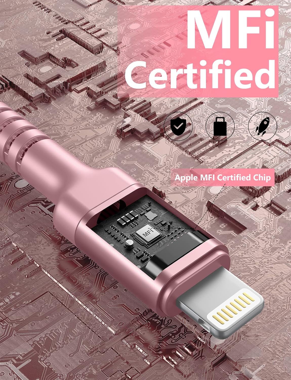 iPhone Charger 6FT 2Pack, Lightning Cable [Apple MFi Certified] iPhone Fast Charging Cord Compatible with iPhone 14/13/12/11 Pro Max/XS MAX/XR/8/7/Plus/6S/6/SE/5S/iPad (Pink)