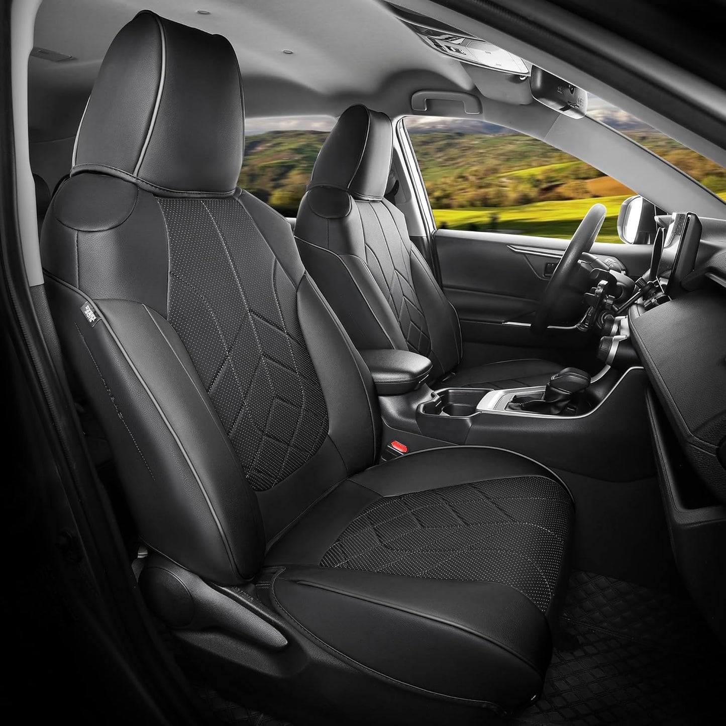 for Toyota RAV4 Seat Covers 2019 2020 2021 2022 2023 2024 2025 RAV 4 Prime & Hybrid XLE LE Limited XLE Premium (Not for XSE/SE Hybrid) - Custom Leather Car Seat Covers Full Set - Black